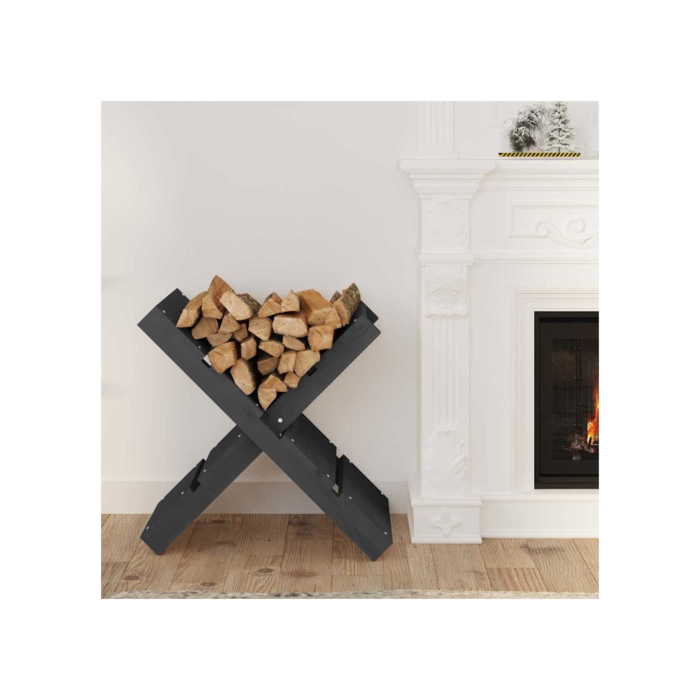 Porte-bûches Gris 47x39,5x48 cm Bois massif de pin