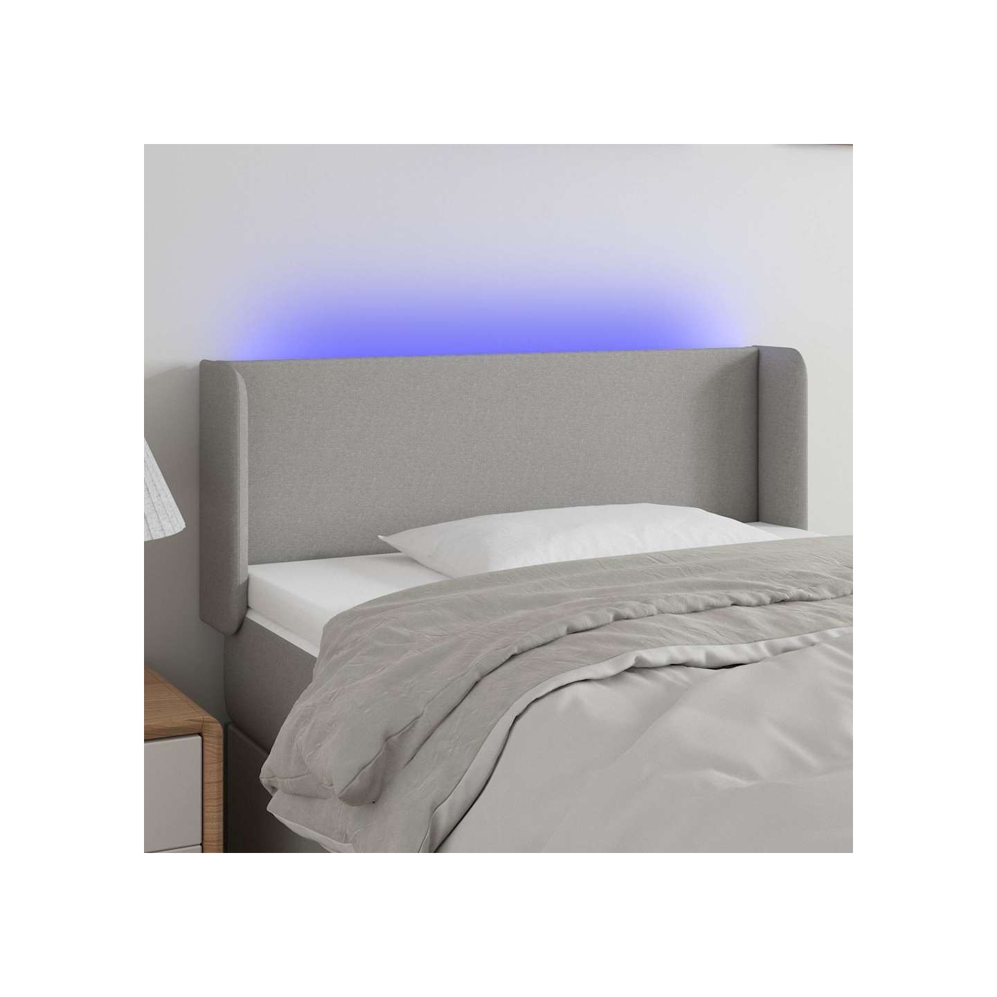 Tête de lit à LED Gris clair 103x16x78/88 cm Tissu