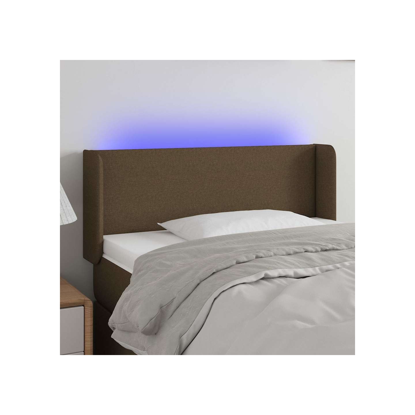 Tête de lit à LED Marron foncé 93x16x78/88 cm Tissu
