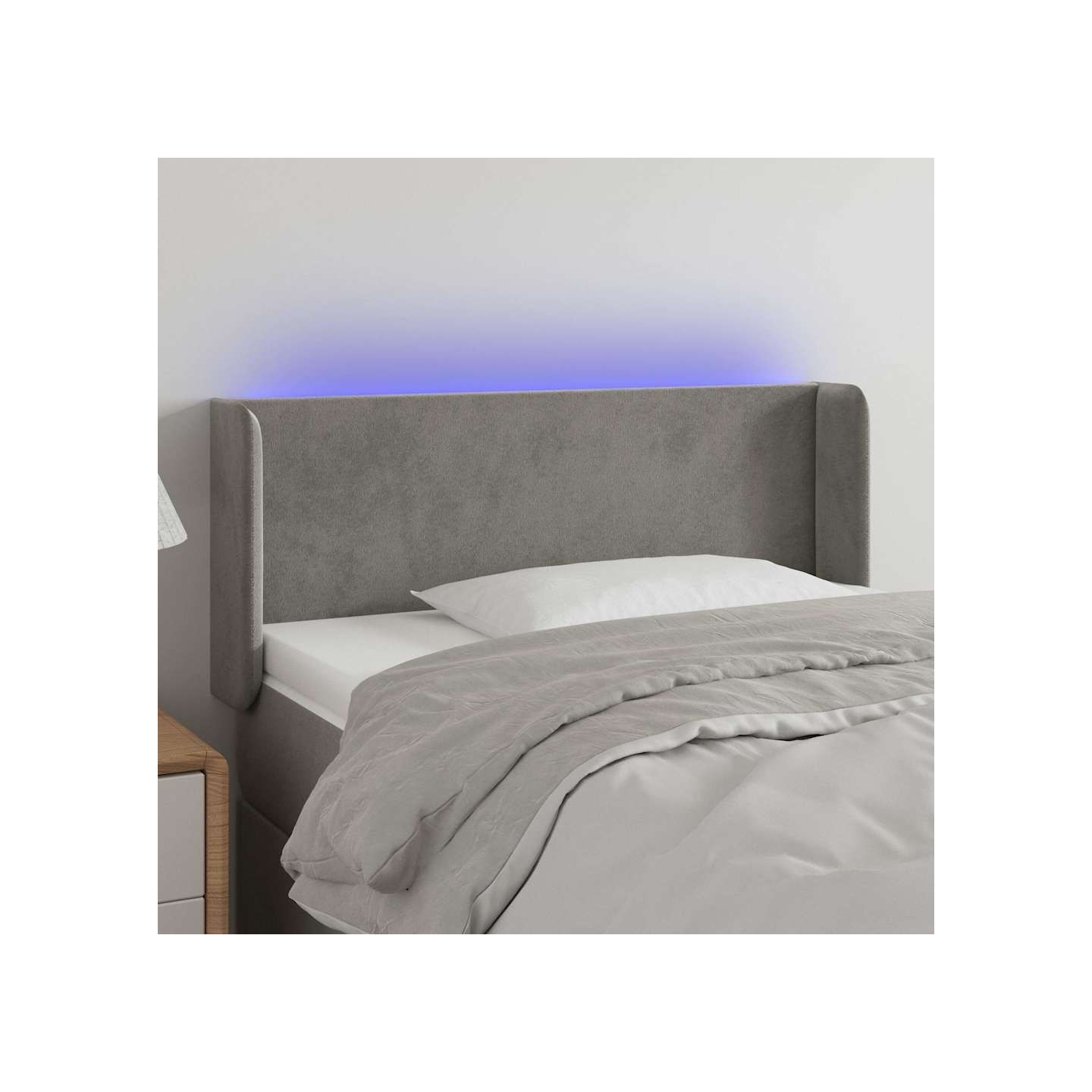Tête de lit à LED Gris clair 83x16x78/88 cm Velours