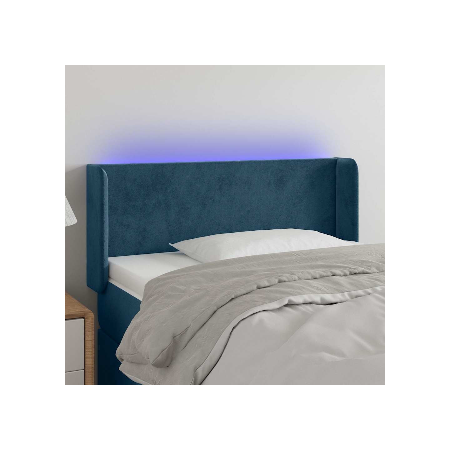 Tête de lit à LED Bleu foncé 93x16x78/88 cm Velours