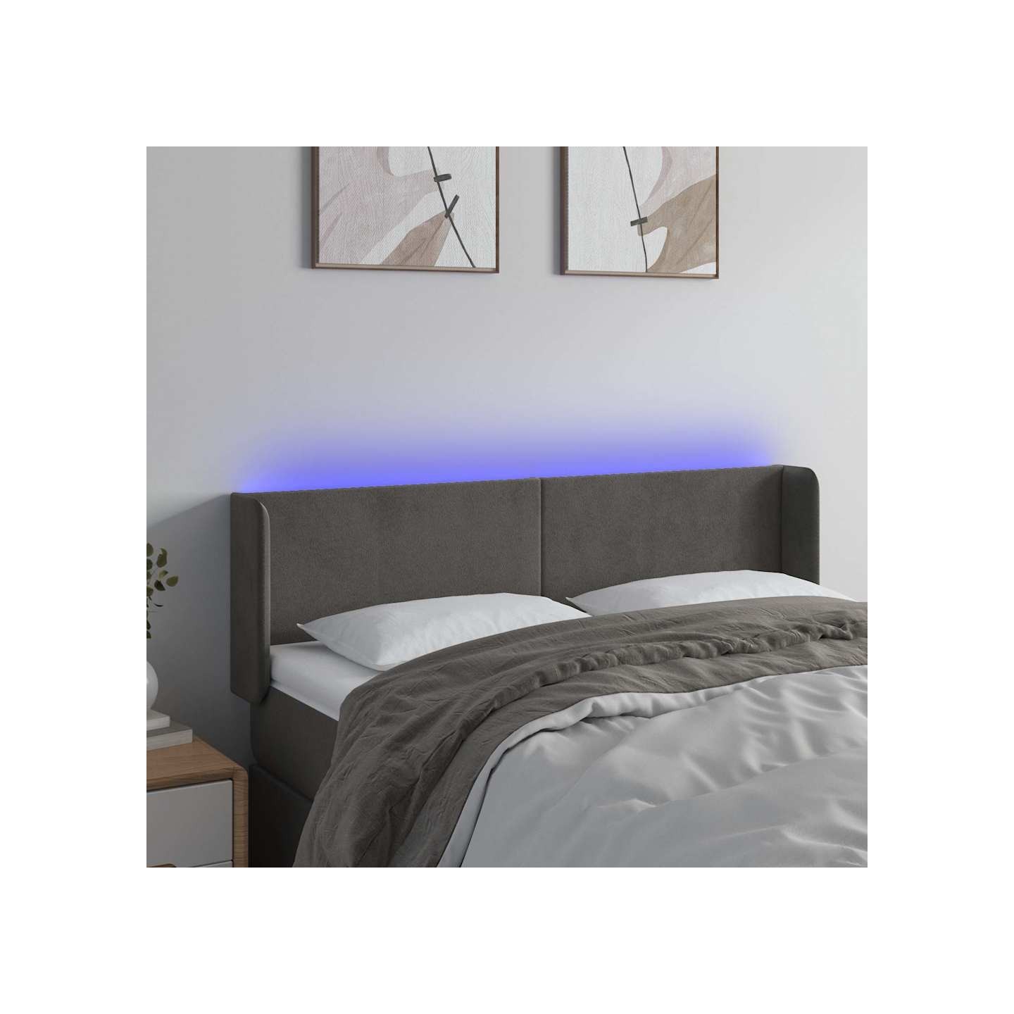 Tête de lit à LED Gris foncé 147x16x78/88 cm Velours