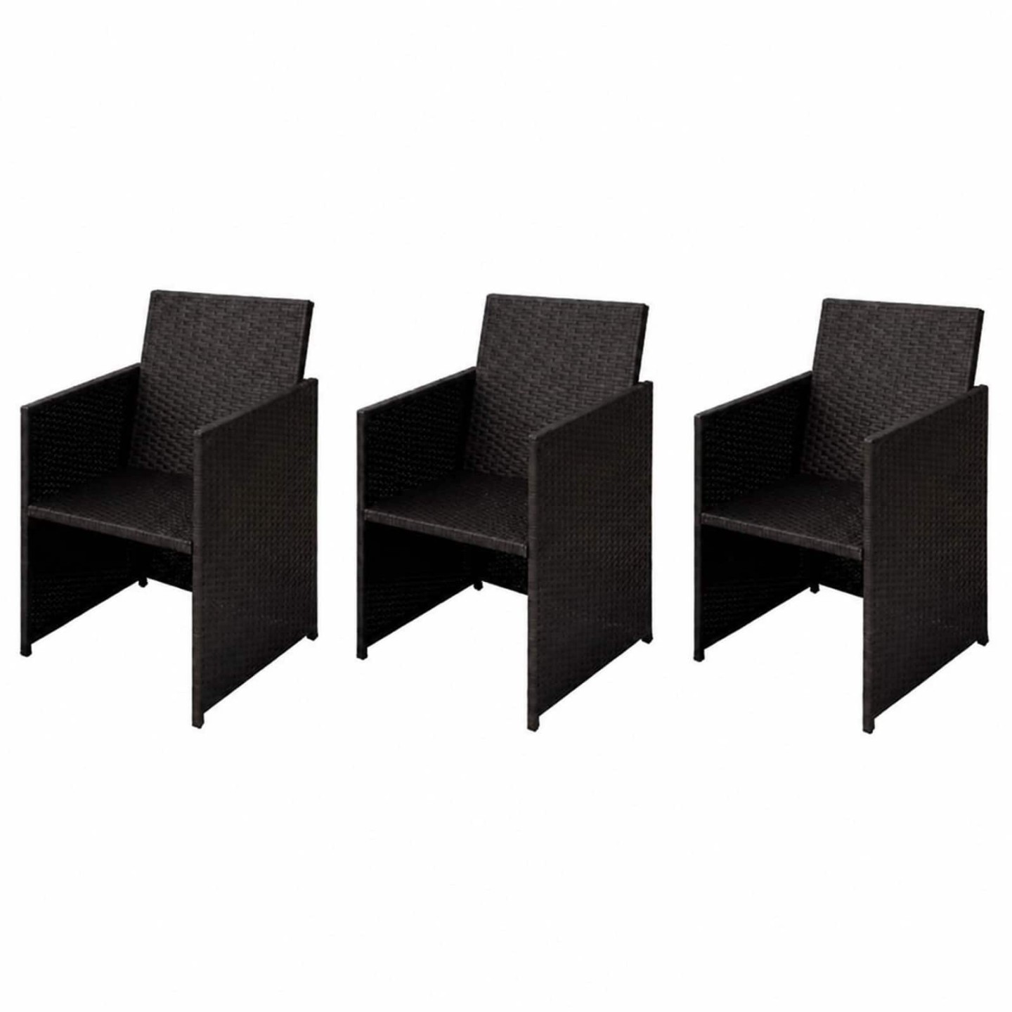 Chaises de jardin 3 pc Marron Poly rotin