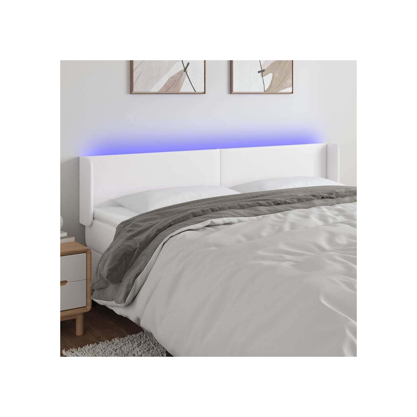 Tête de lit à LED Blanc 163x16x78/88 cm Similicuir