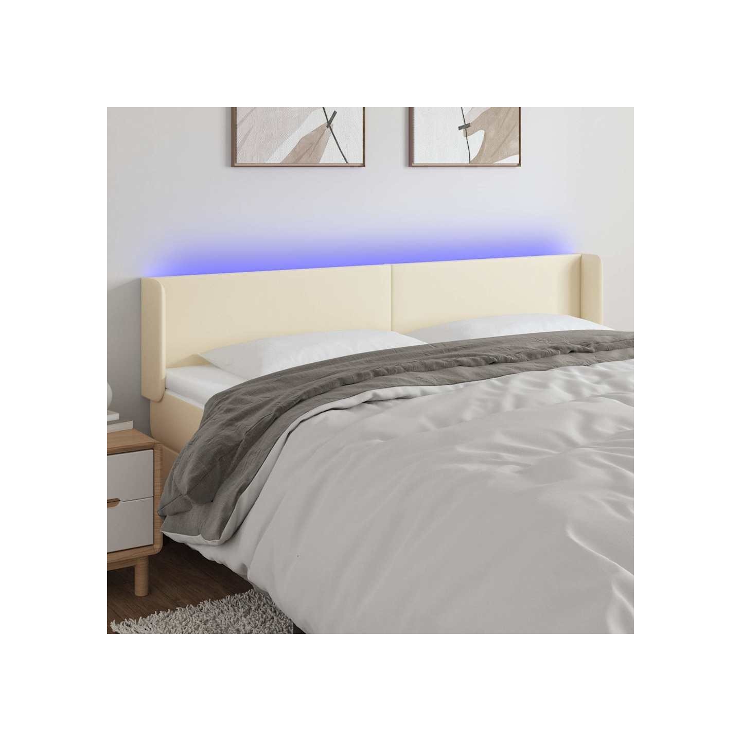 Tête de lit à LED Crème 163x16x78/88 cm Similicuir