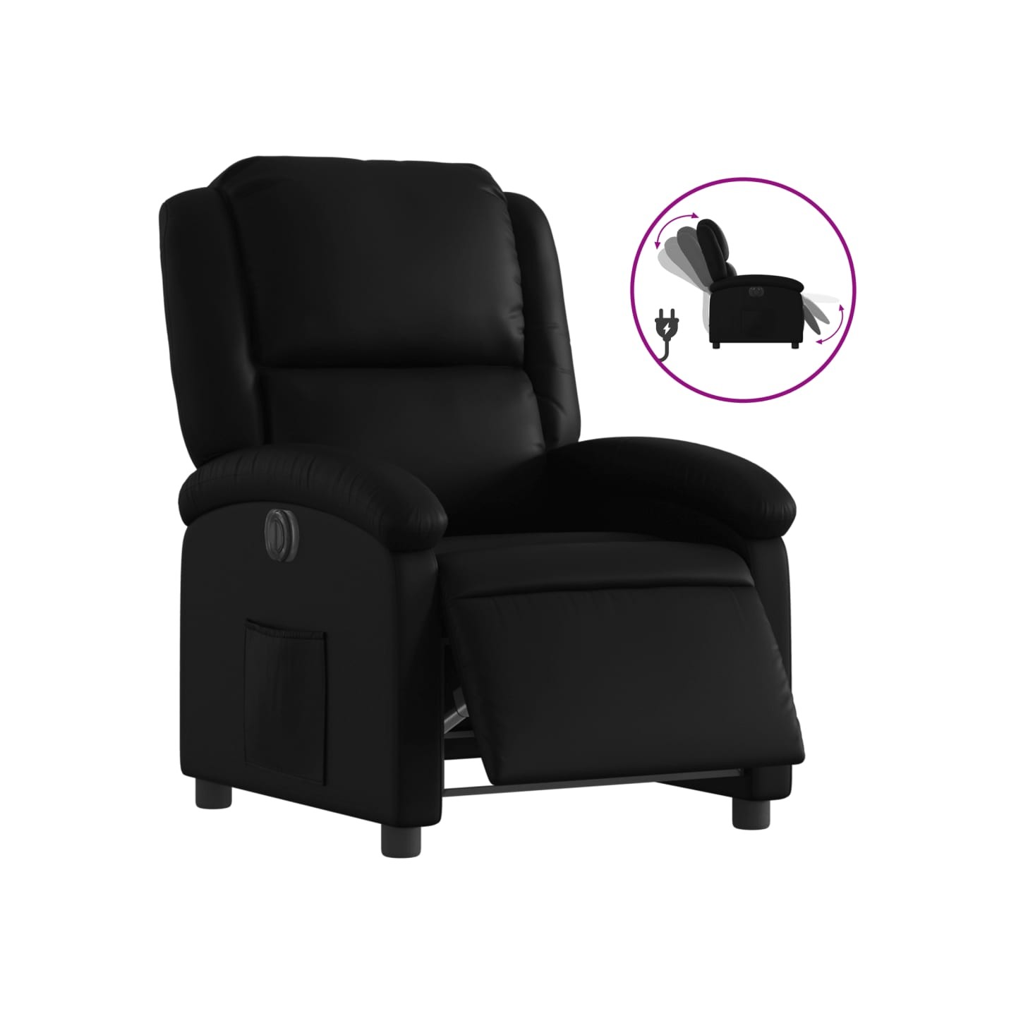 Fauteuil inclinable électrique Noir Similicuir