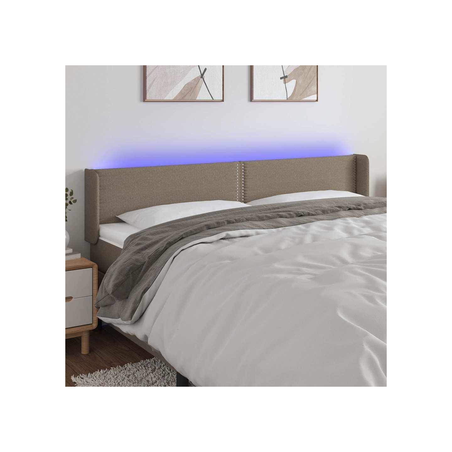 Tête de lit à LED Taupe 183x16x78/88 cm Tissu