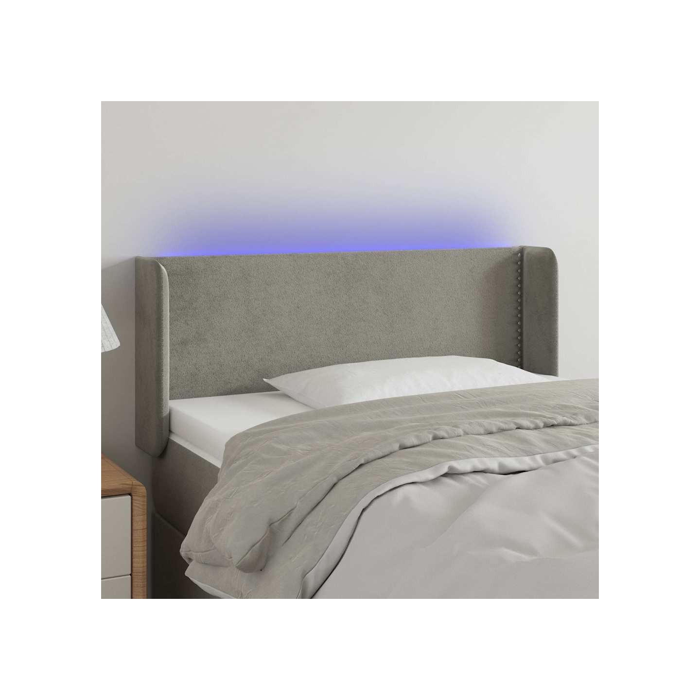 Tête de lit à LED Gris clair 93x16x78/88 cm Velours