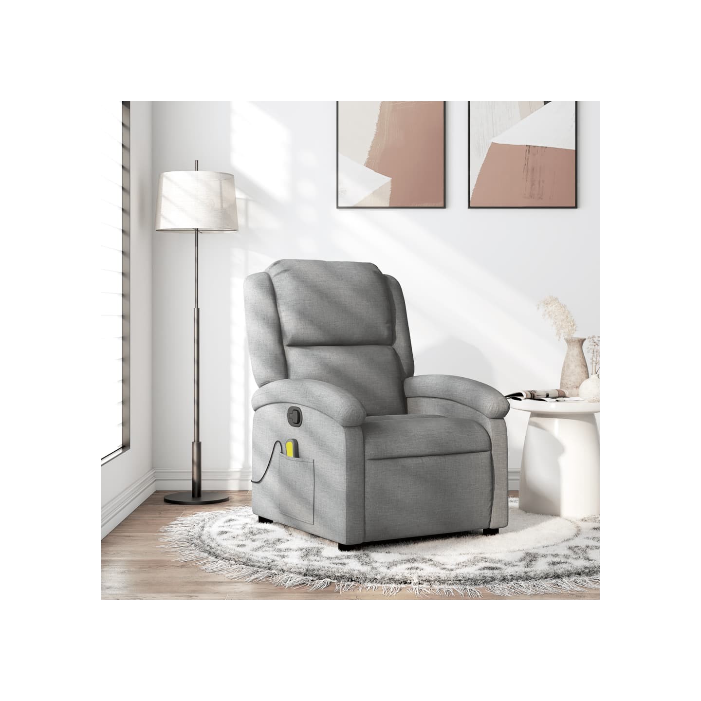 Fauteuil de massage inclinable en tissu gris clair