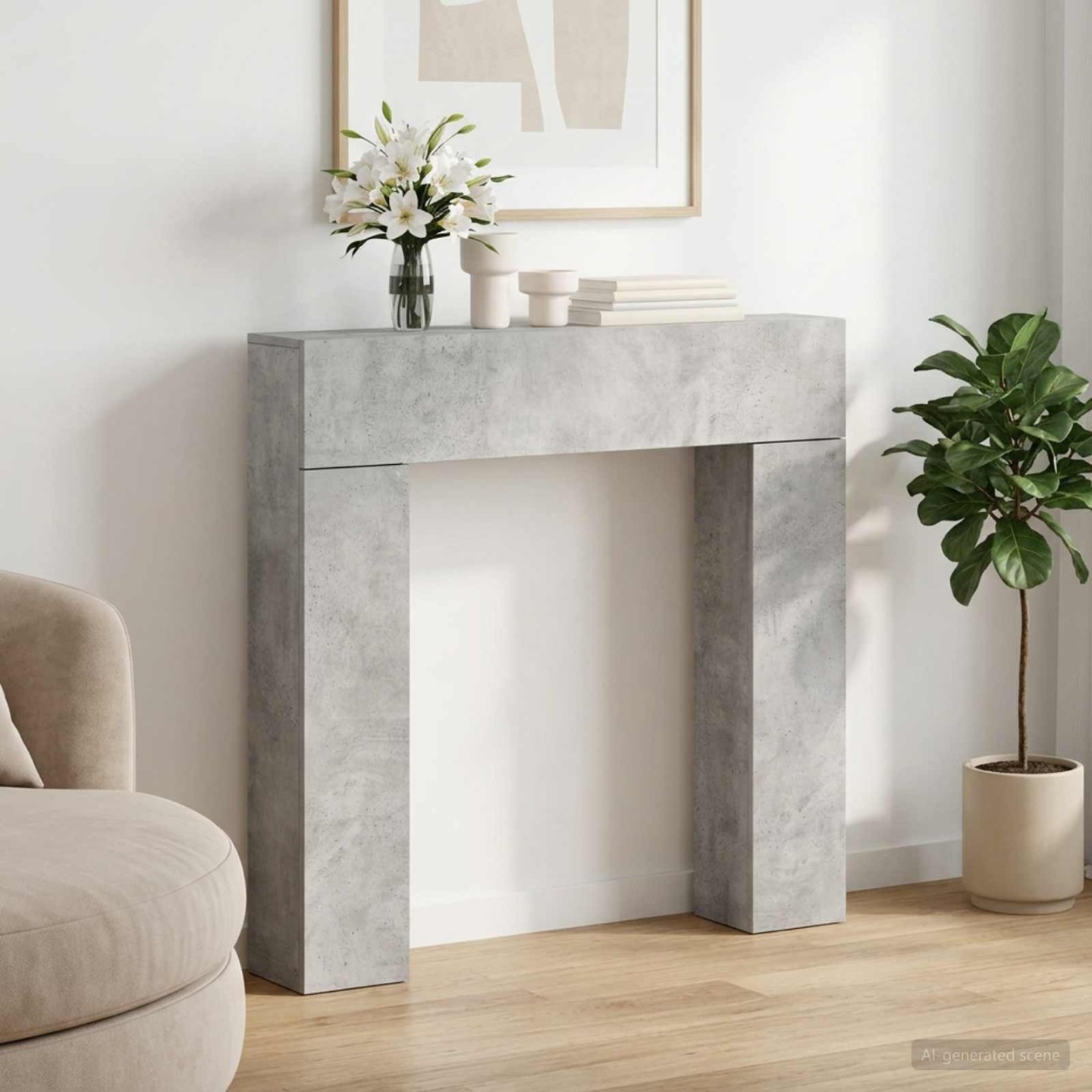 Cadre de cheminée Gris béton 102 x 18 x 100,5 cm