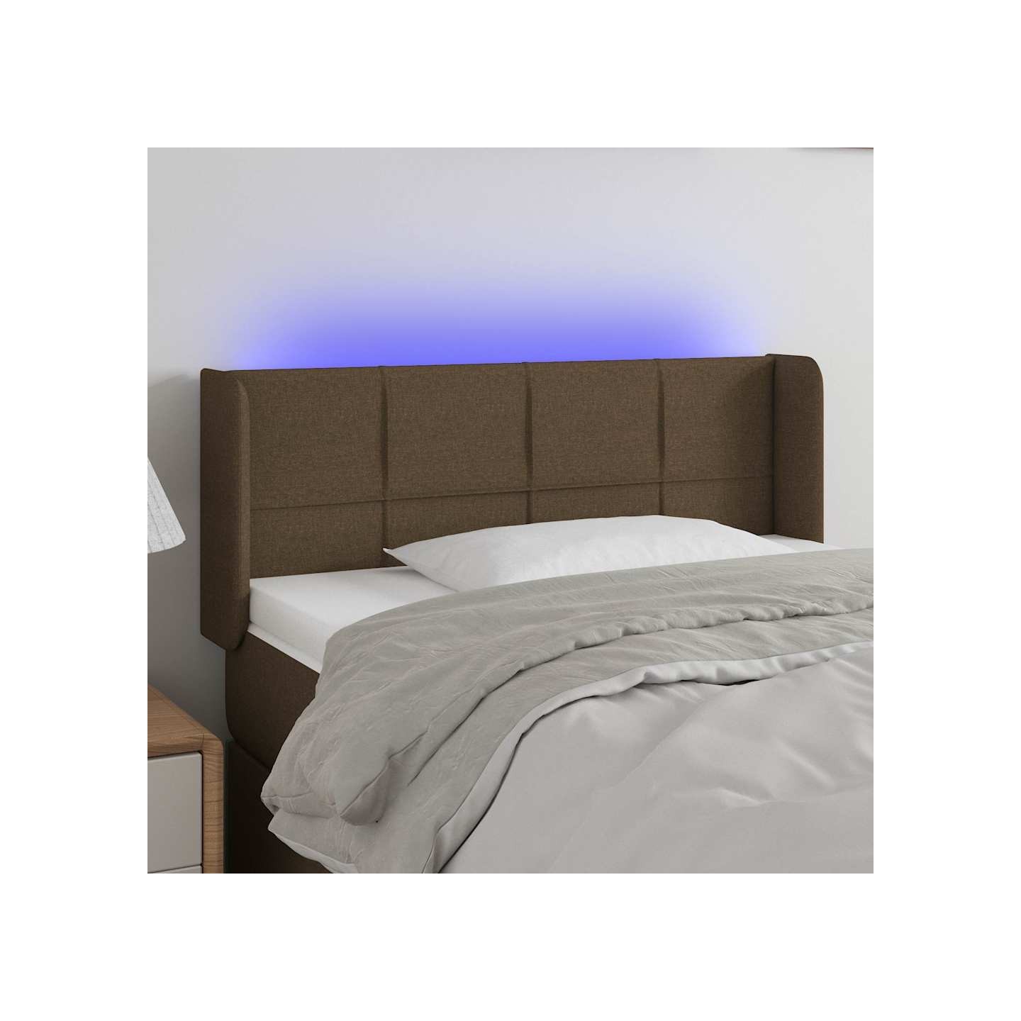 Tête de lit à LED Marron foncé 93x16x78/88 cm Tissu