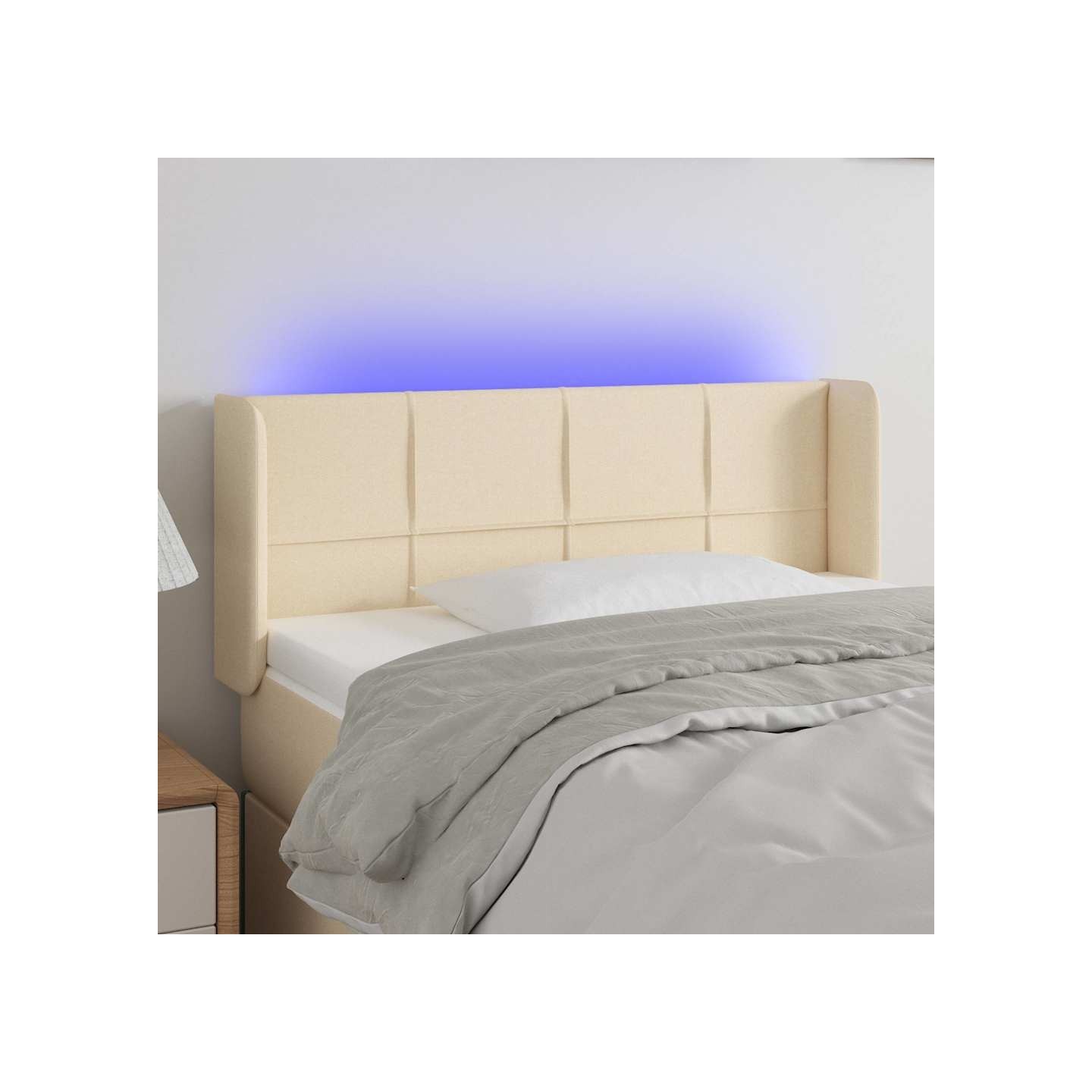 Tête de lit à LED Crème 93x16x78/88 cm Tissu