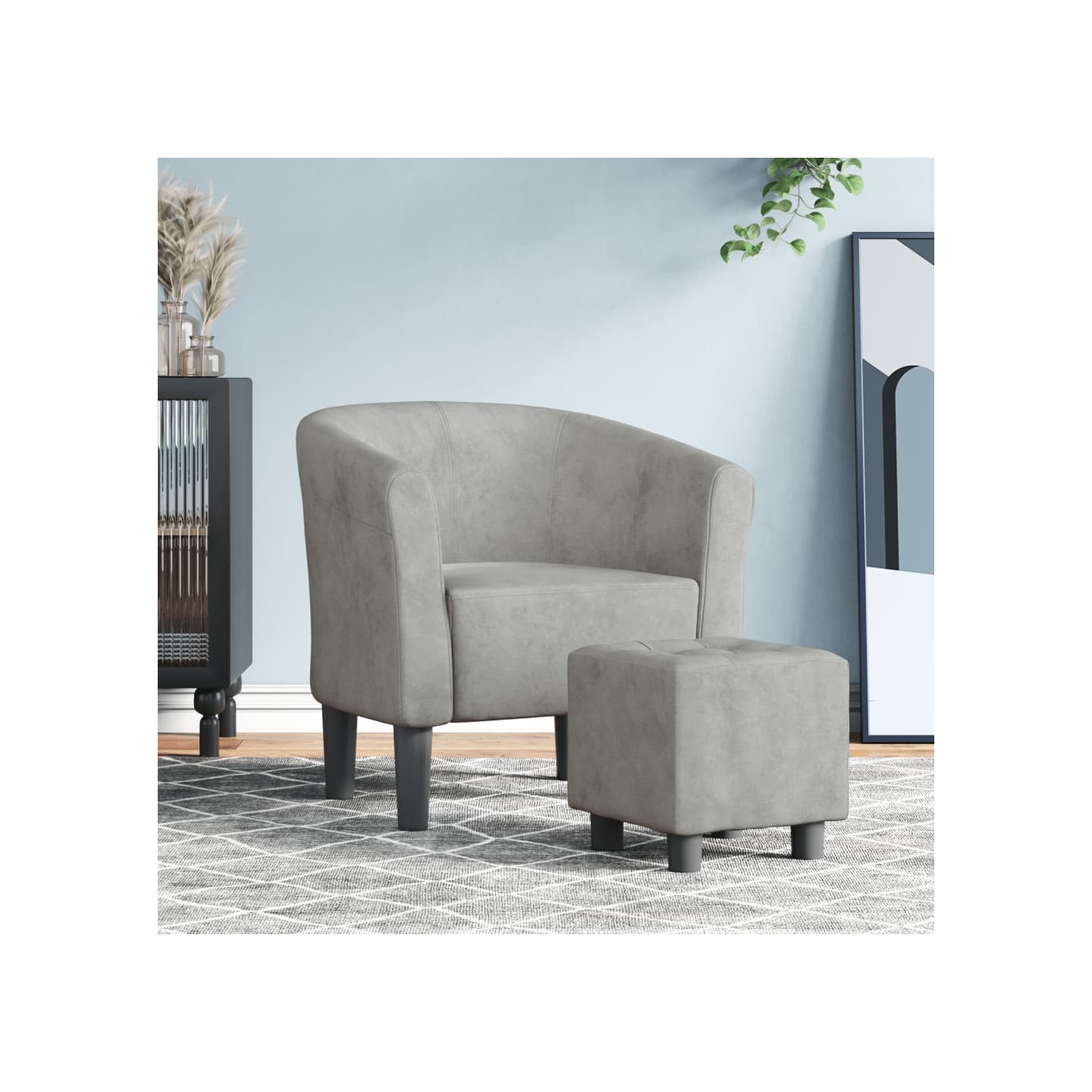 Chaise cabriolet avec repose-pied gris clair velours