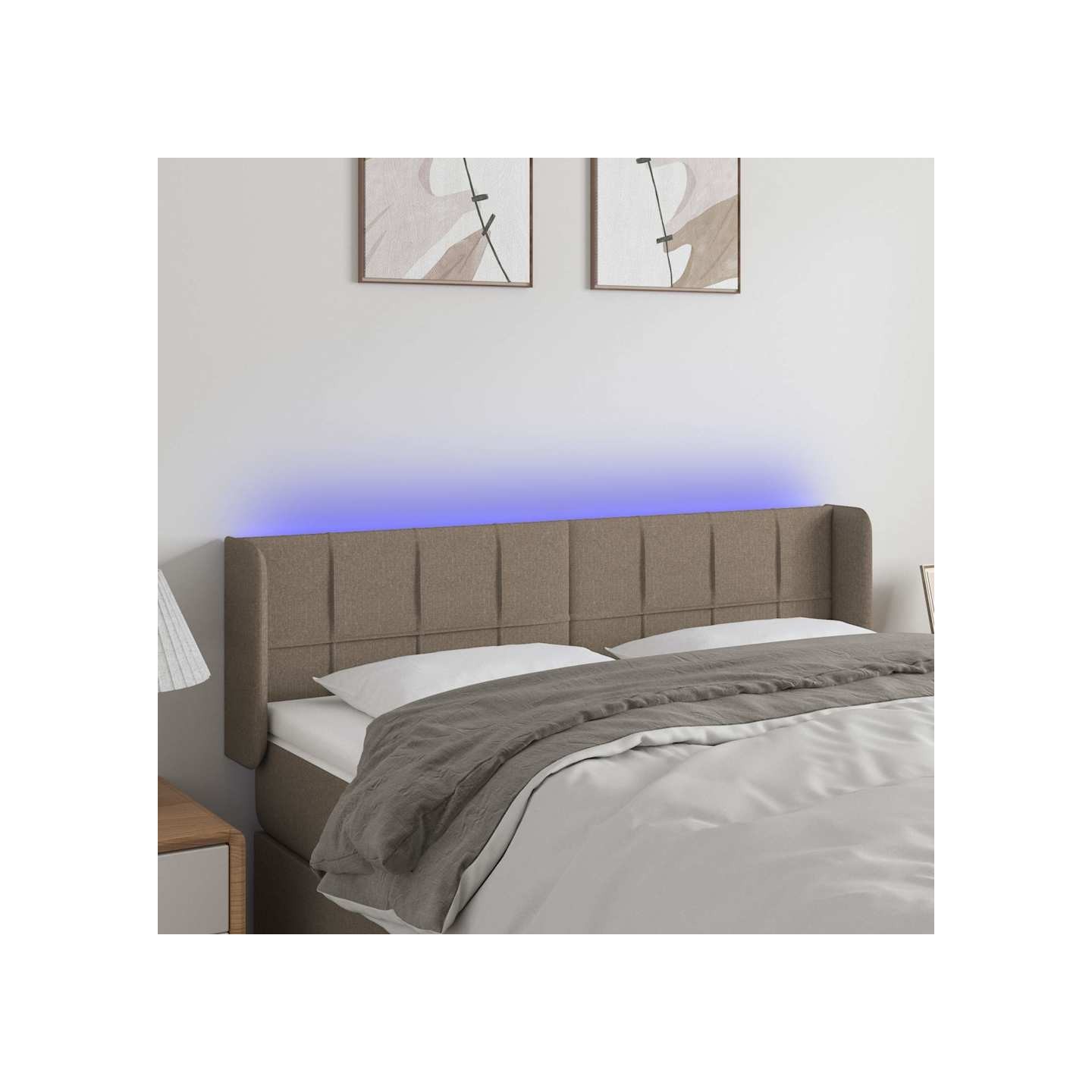 Tête de lit à LED Taupe 147x16x78/88 cm Tissu