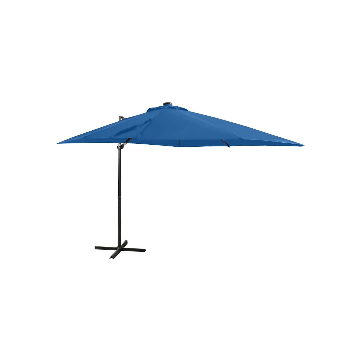 Parasol de jardin en porte-à-faux et mât et lumières LED