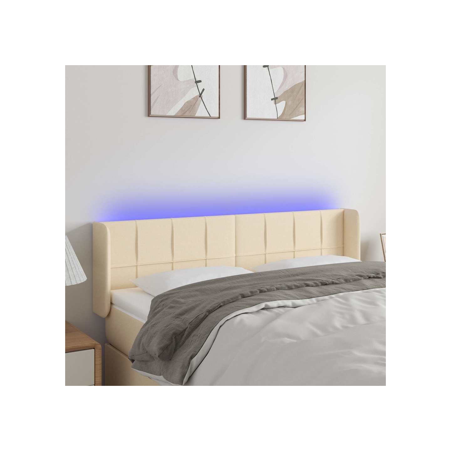 Tête de lit à LED Crème 147x16x78/88 cm Tissu