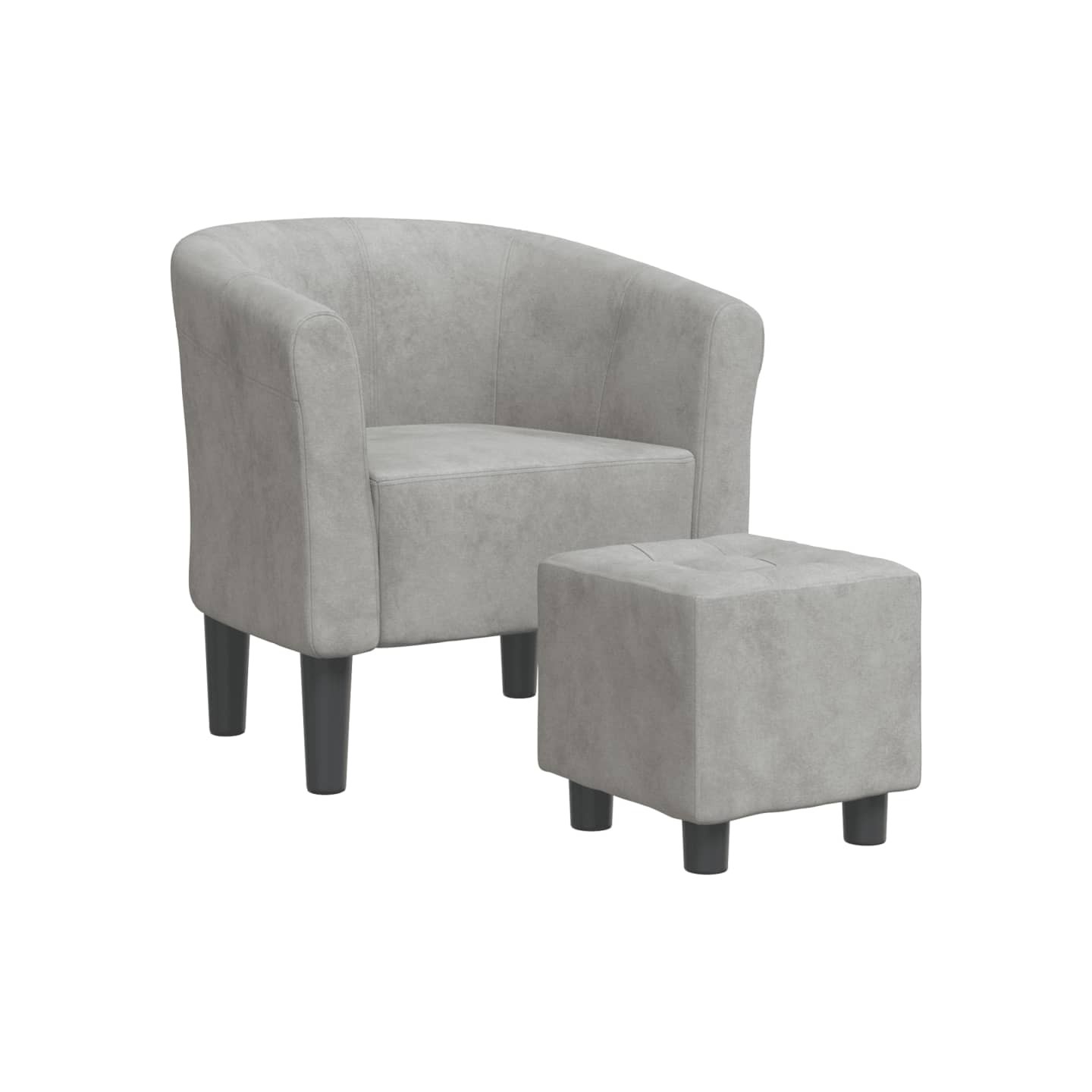 Chaise cabriolet avec repose-pied gris clair velours