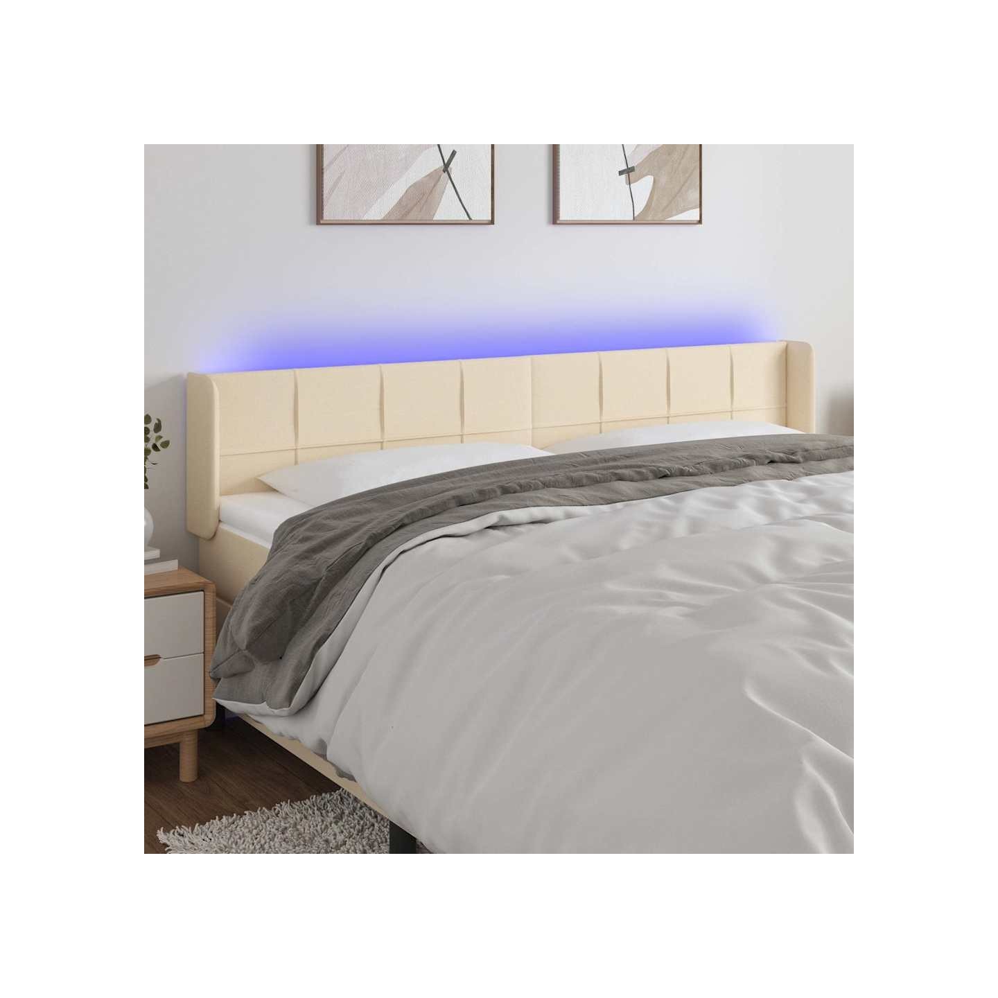 Tête de lit à LED Crème 163x16x78/88 cm Tissu