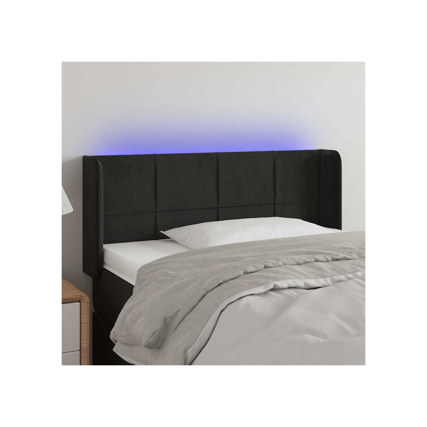 Tête de lit à LED Noir 83x16x78/88 cm Velours