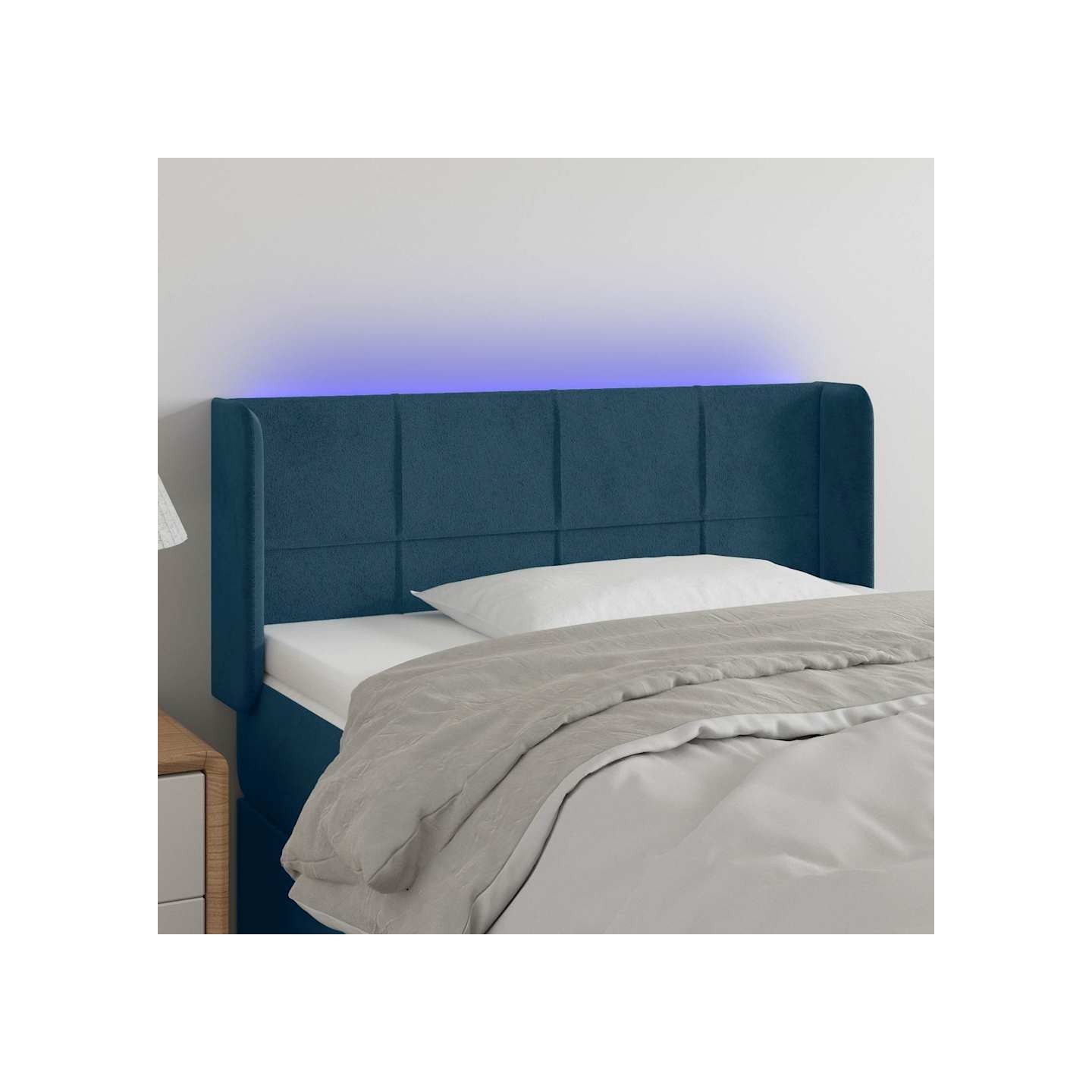 Tête de lit à LED Bleu foncé 93x16x78/88 cm Velours