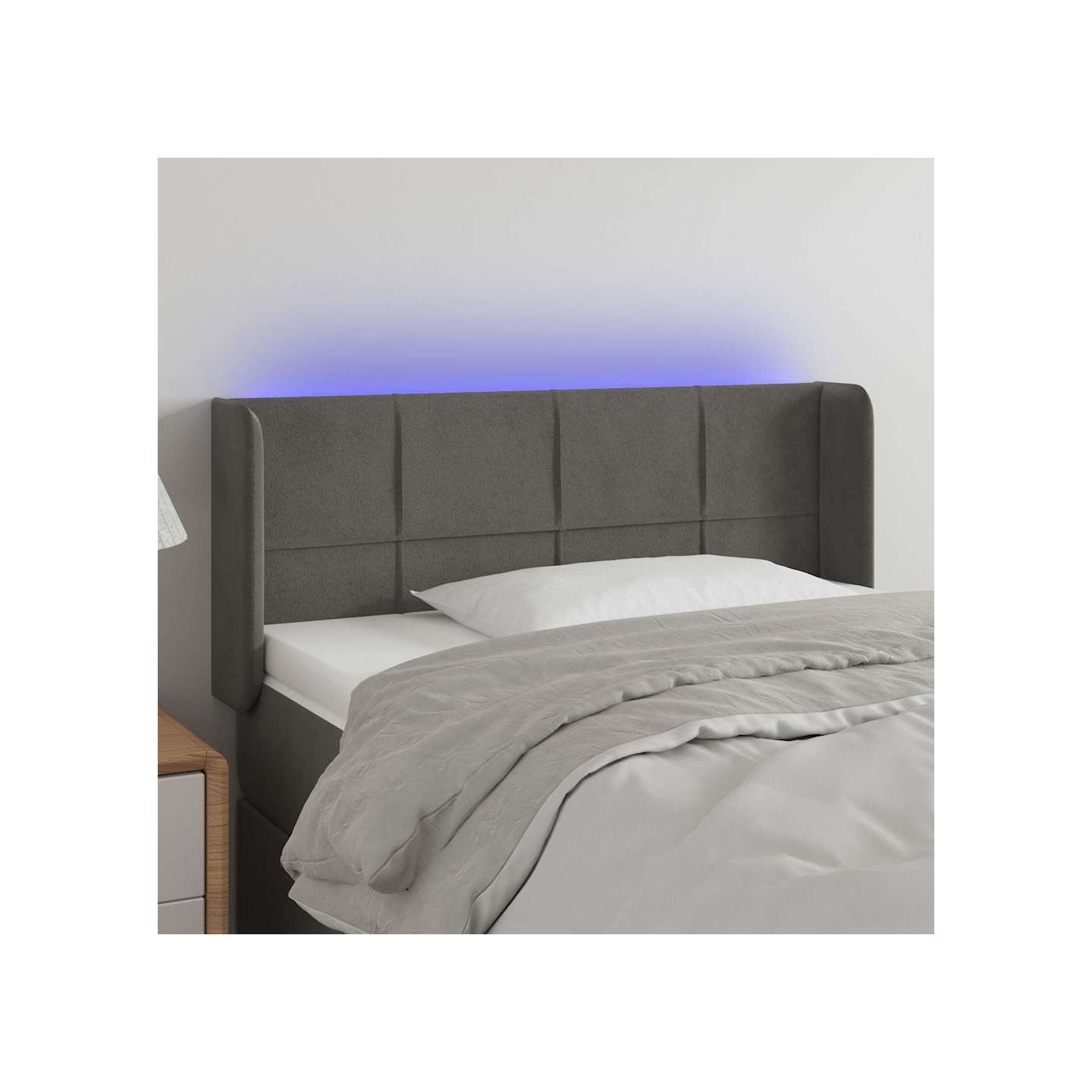 Tête de lit à LED Gris foncé 93x16x78/88 cm Velours