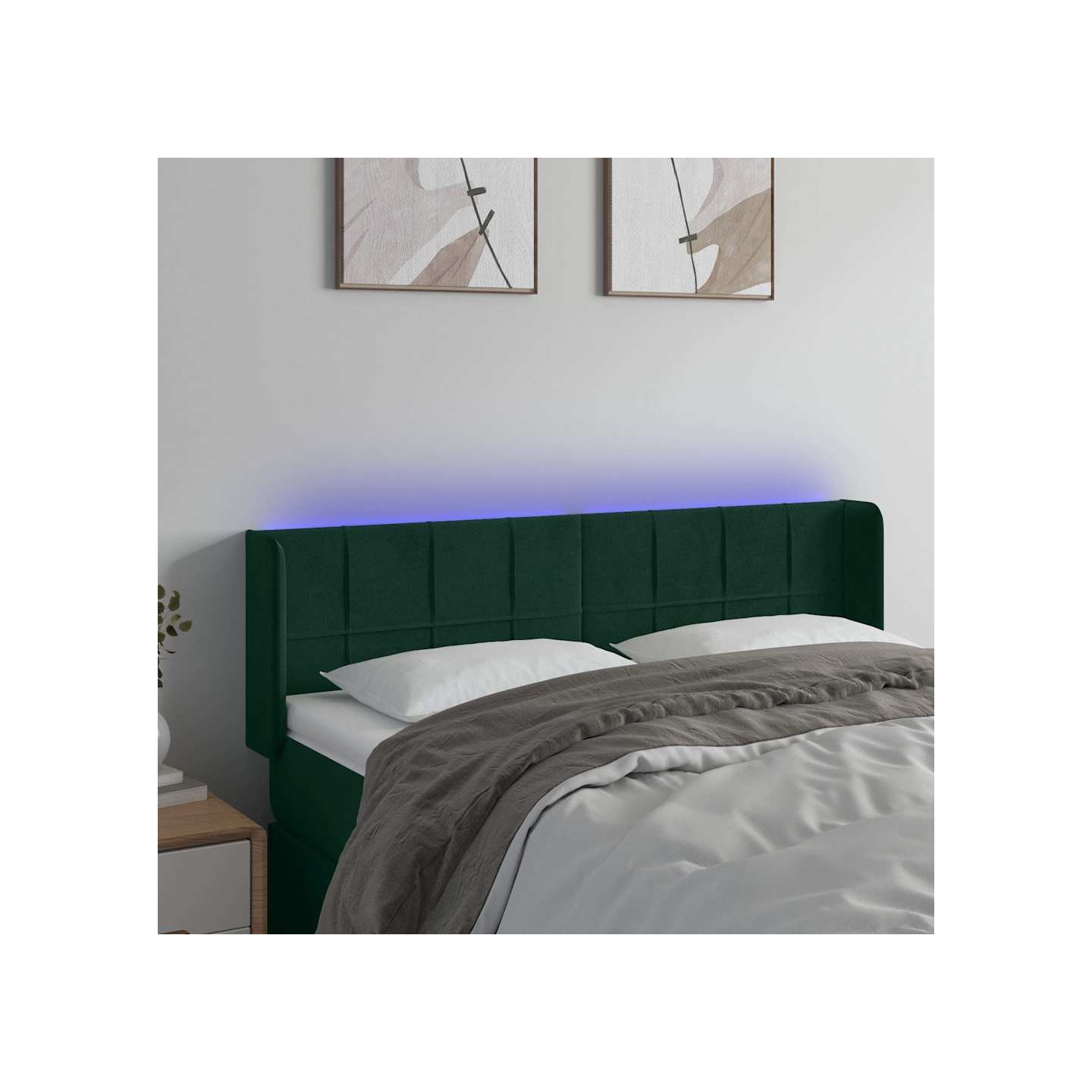 Tête de lit à LED Vert foncé 147x16x78/88 cm Velours
