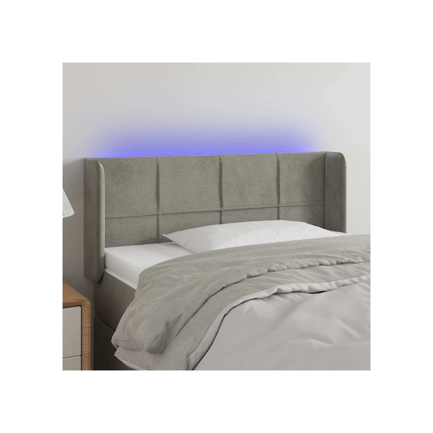 Tête de lit à LED Gris clair 103x16x78/88 cm Velours
