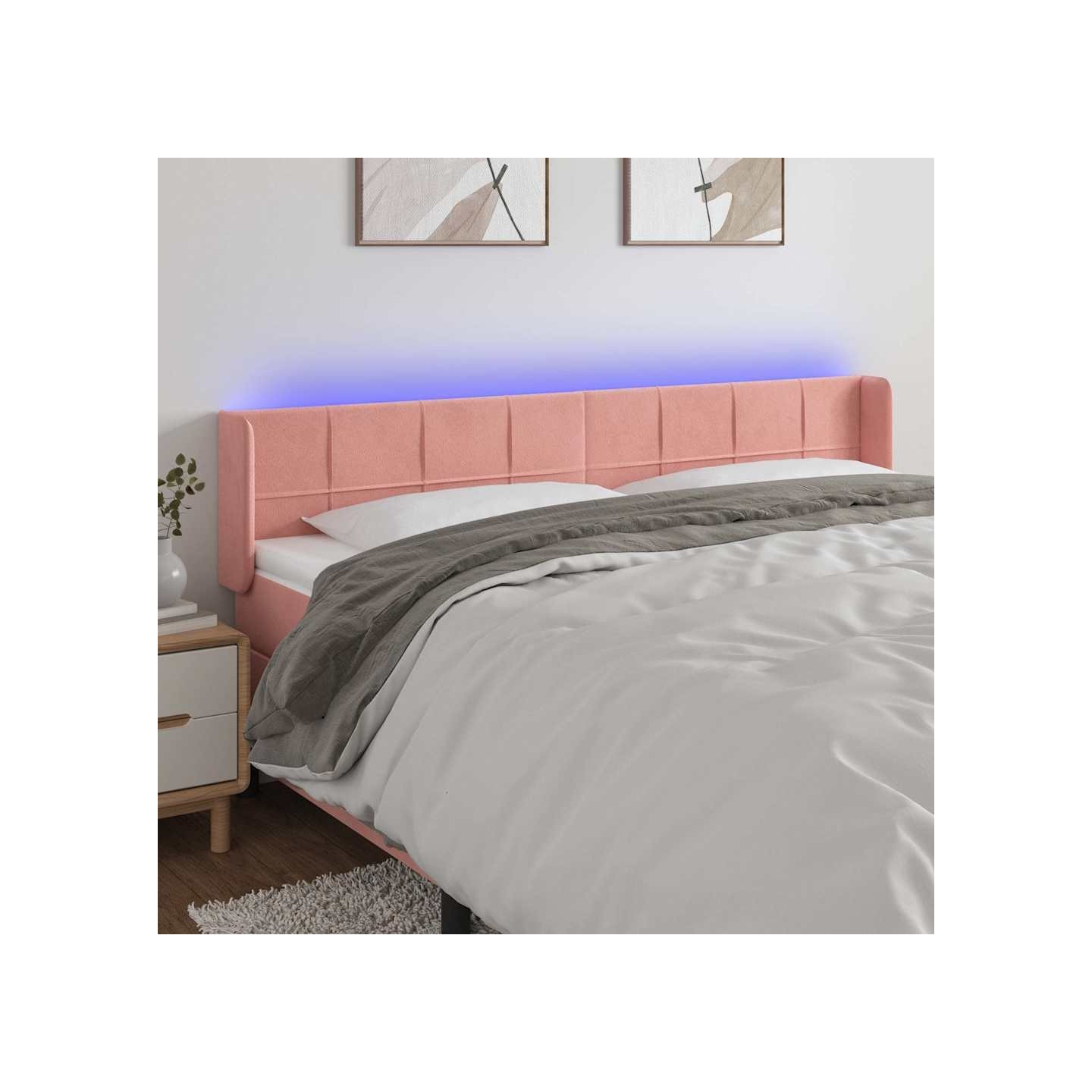 Tête de lit à LED Rose 183x16x78/88 cm Velours