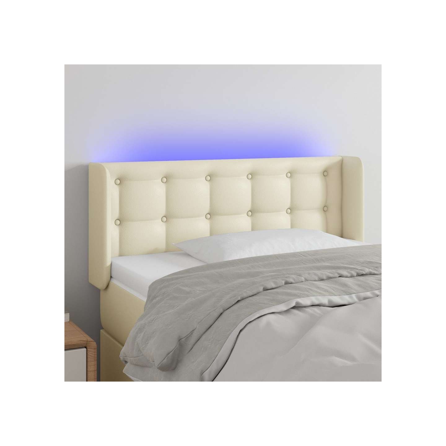 Tête de lit à LED Crème 103x16x78/88 cm Similicuir