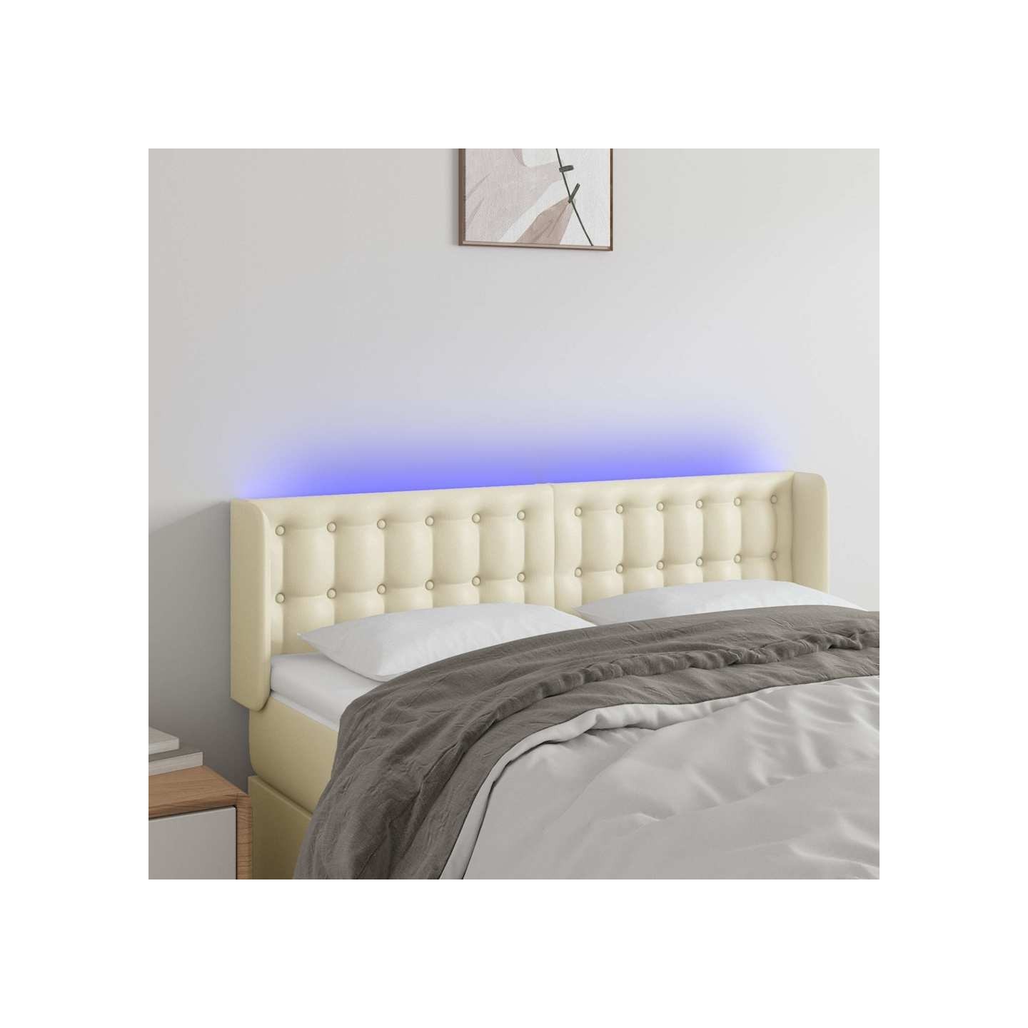 Tête de lit à LED Crème 147x16x78/88 cm Similicuir