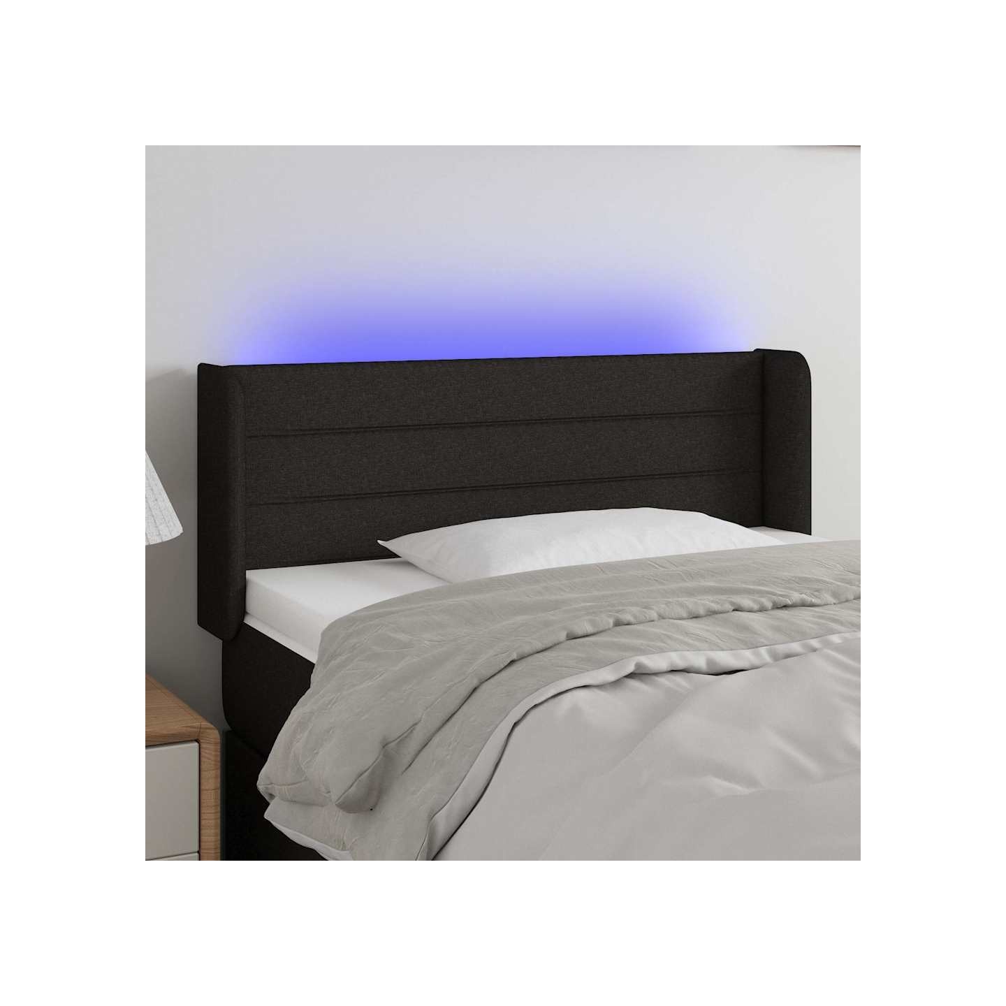 Tête de lit à LED Noir 103x16x78/88 cm Tissu