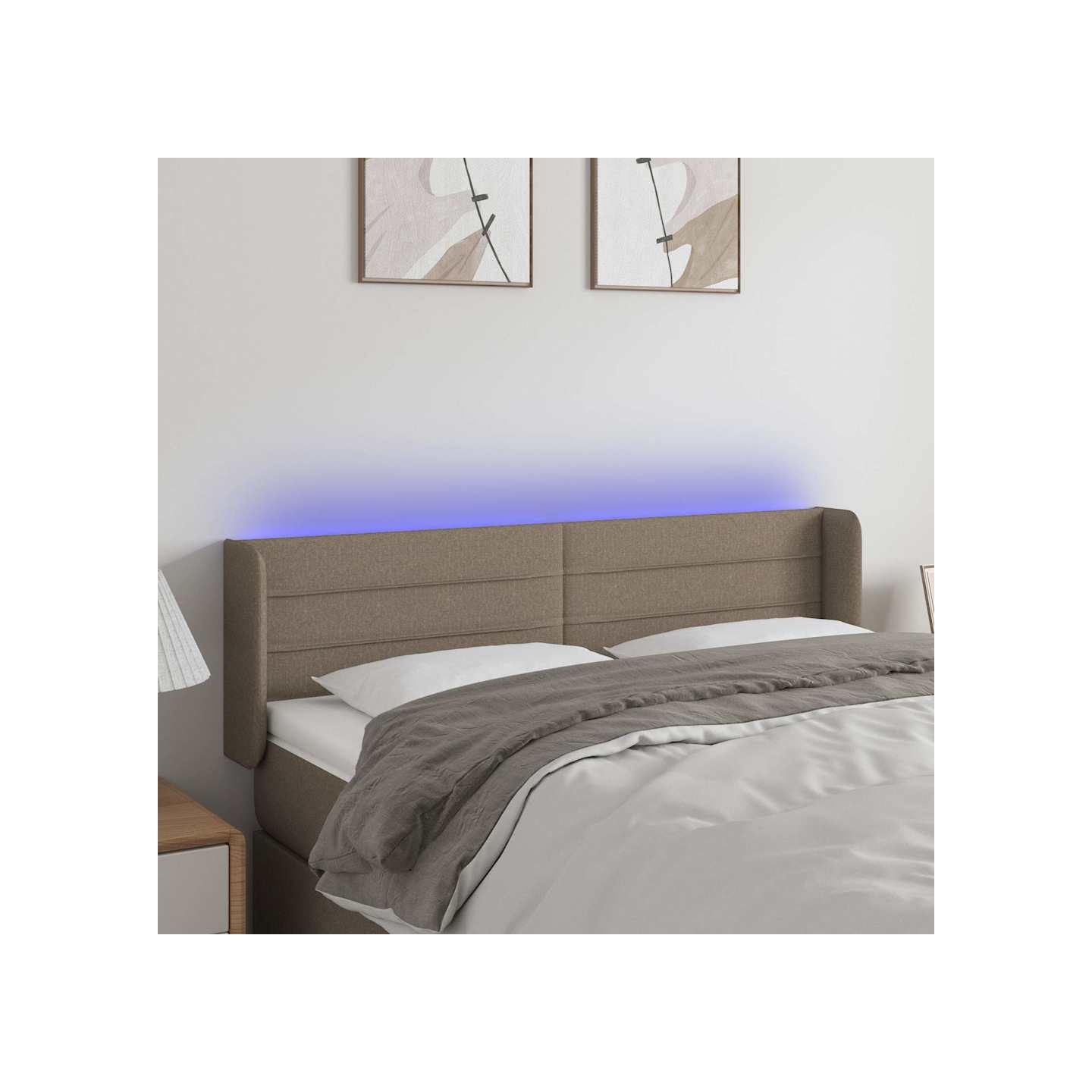 Tête de lit à LED Taupe 147x16x78/88 cm Tissu