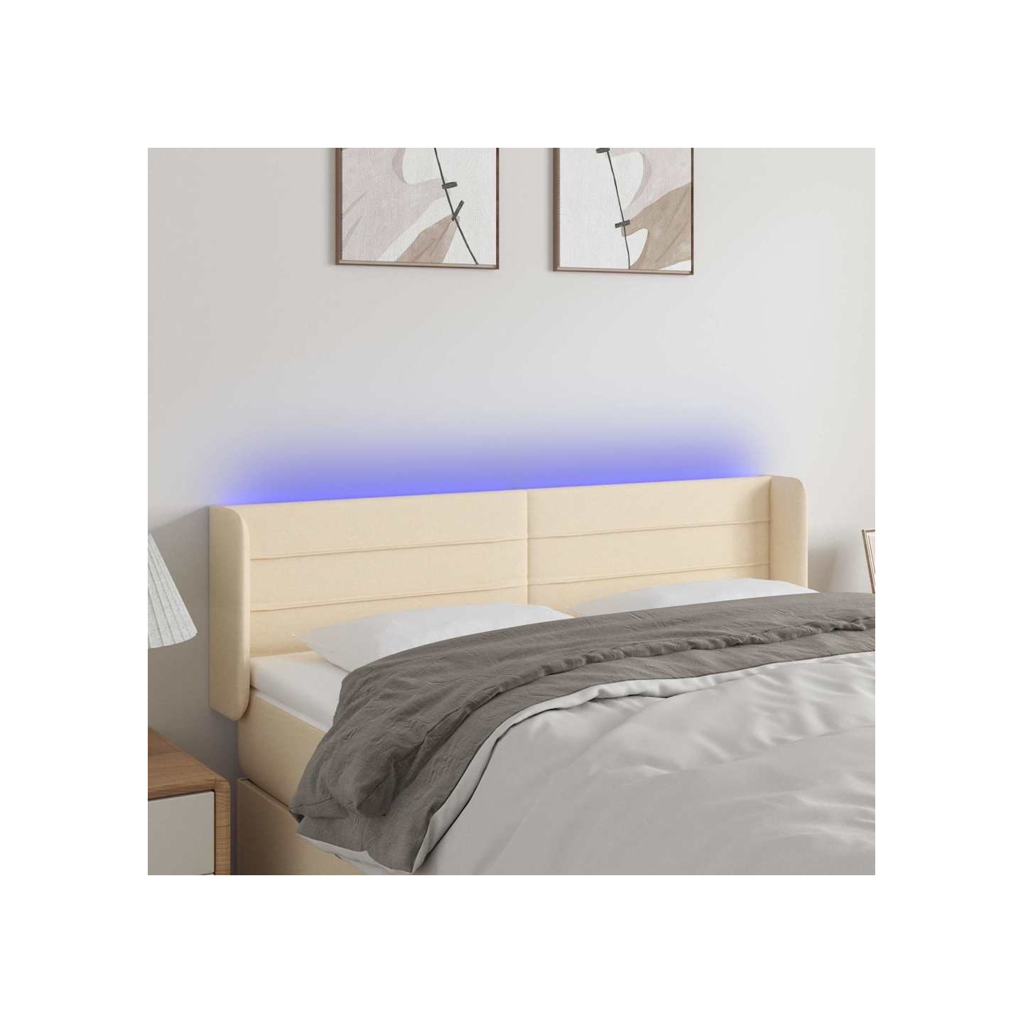 Tête de lit à LED Crème 147x16x78/88 cm Tissu