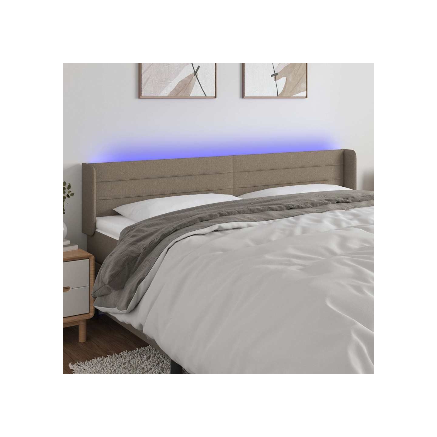 Tête de lit à LED Taupe 203x16x78/88 cm Tissu