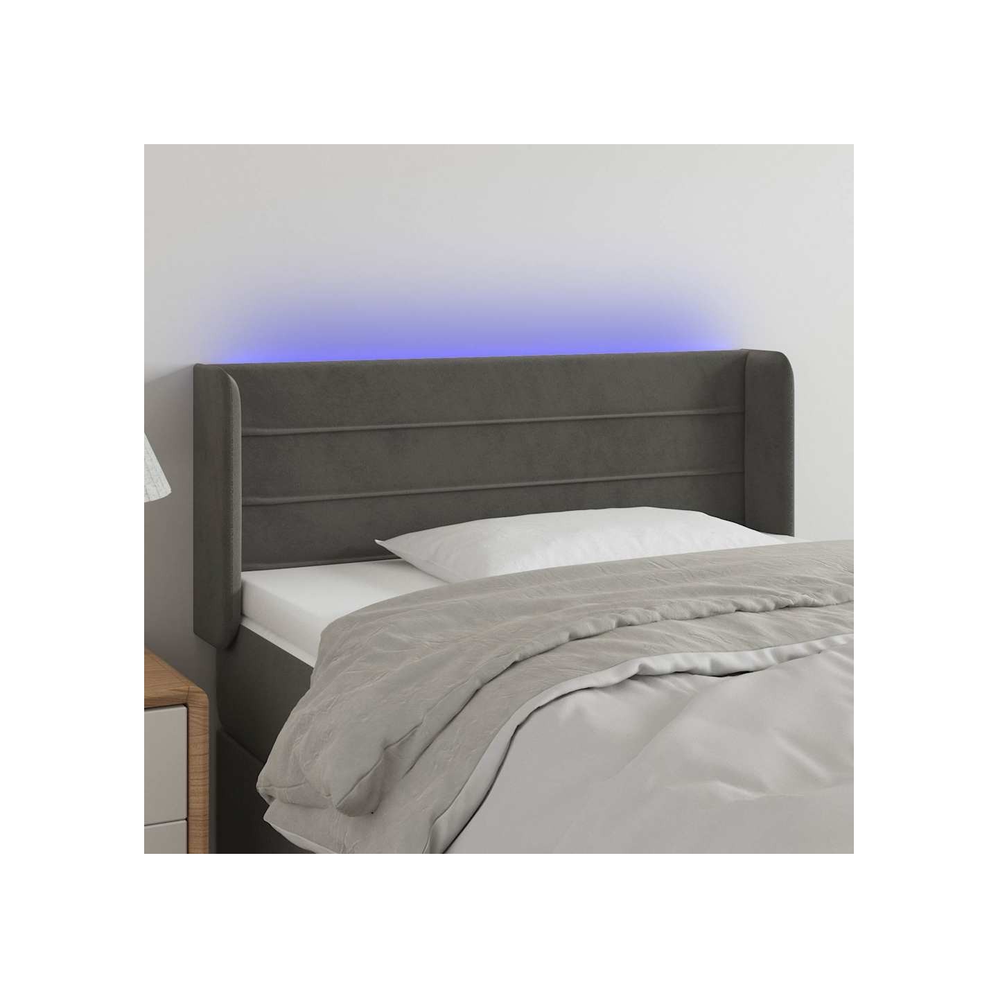 Tête de lit à LED Gris foncé 103x16x78/88 cm Velours