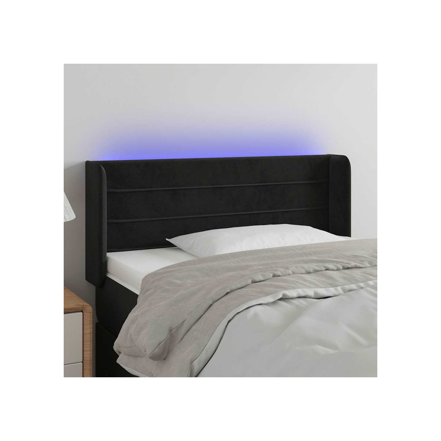 Tête de lit à LED Noir 103x16x78/88 cm Velours