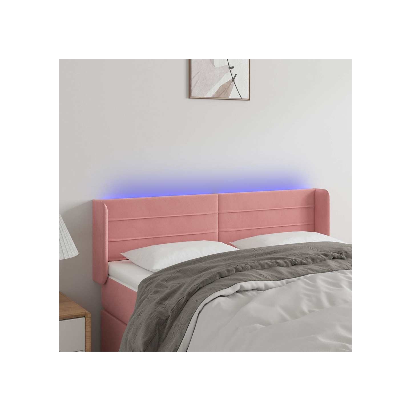 Tête de lit à LED Rose 147x16x78/88 cm Velours