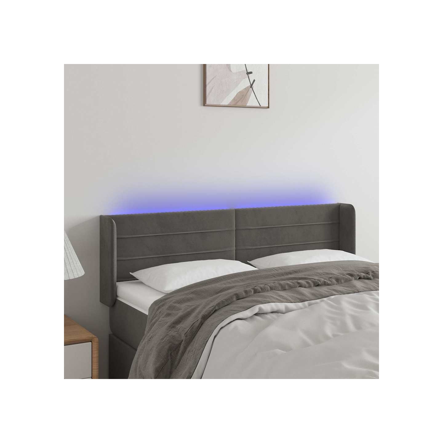 Tête de lit à LED Gris foncé 147x16x78/88 cm Velours