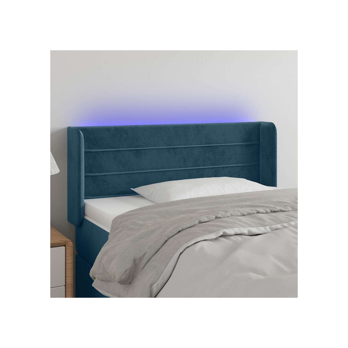 Tête de lit à LED Bleu foncé 103x16x78/88 cm Velours