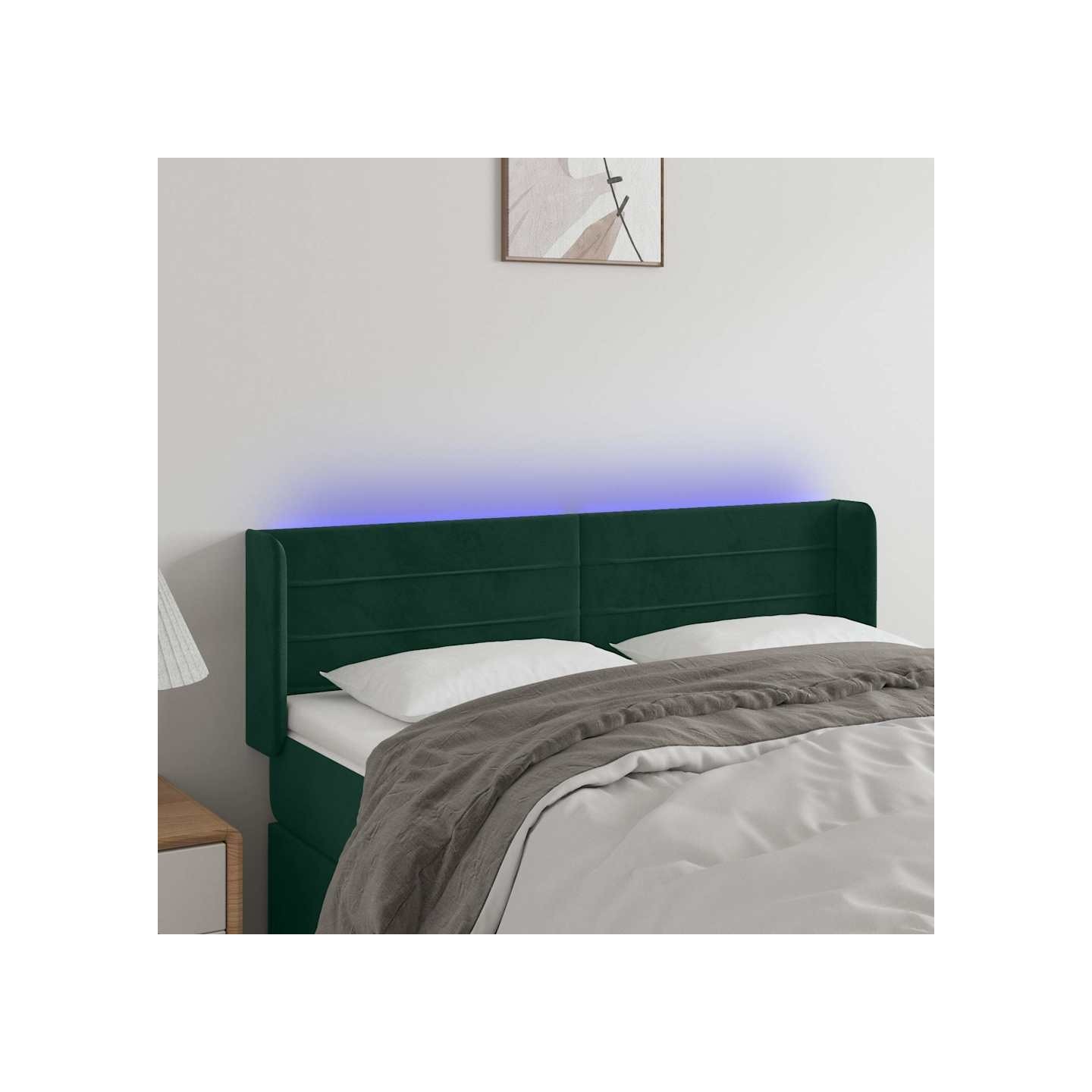 Tête de lit à LED Vert foncé 147x16x78/88 cm Velours