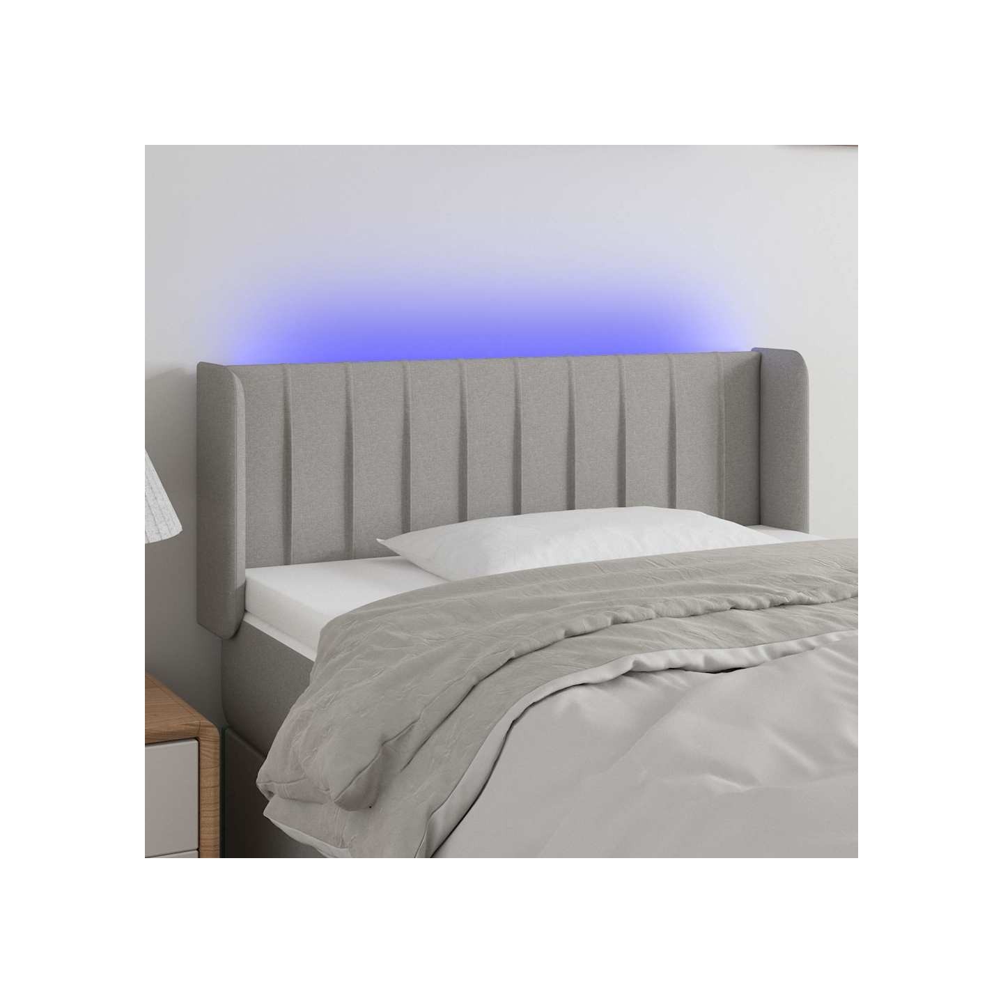 Tête de lit à LED Gris clair 83x16x78/88 cm Tissu