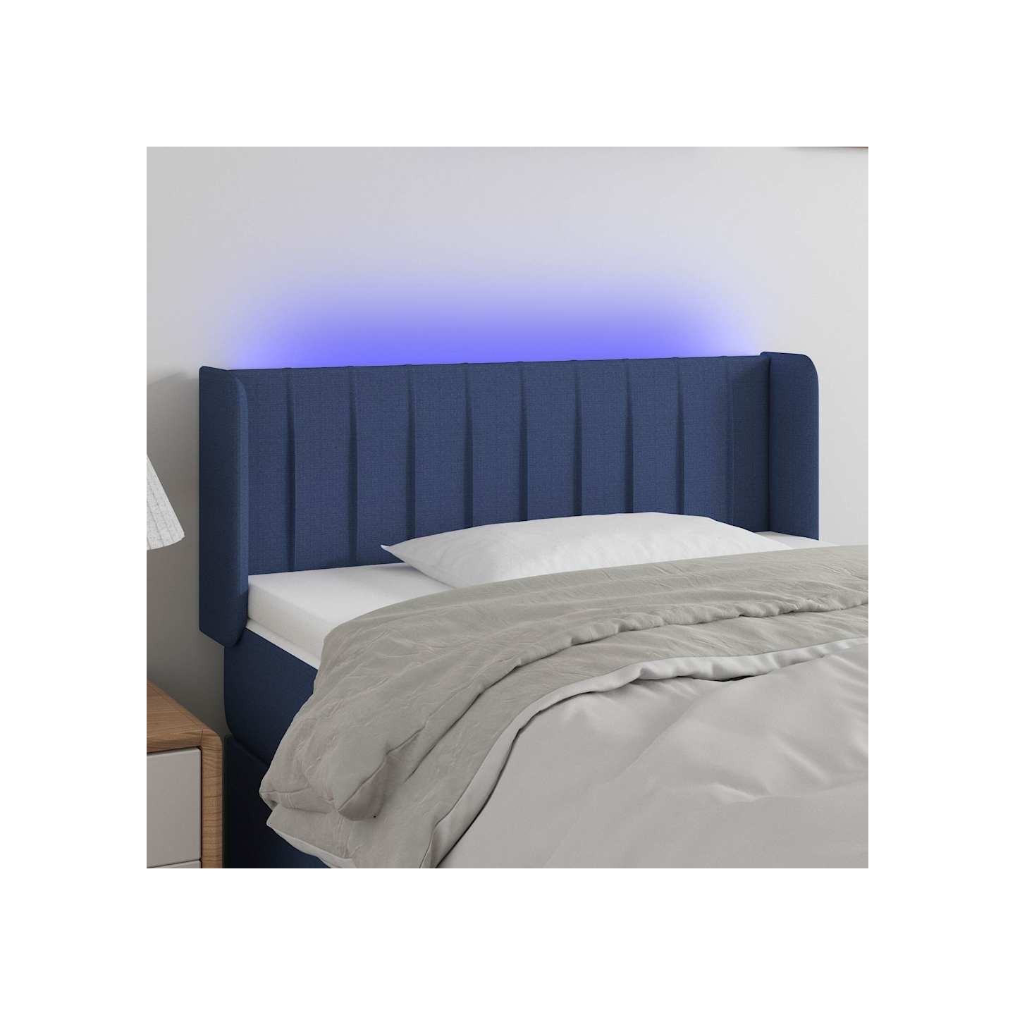 Tête de lit à LED Bleu 83x16x78/88 cm Tissu