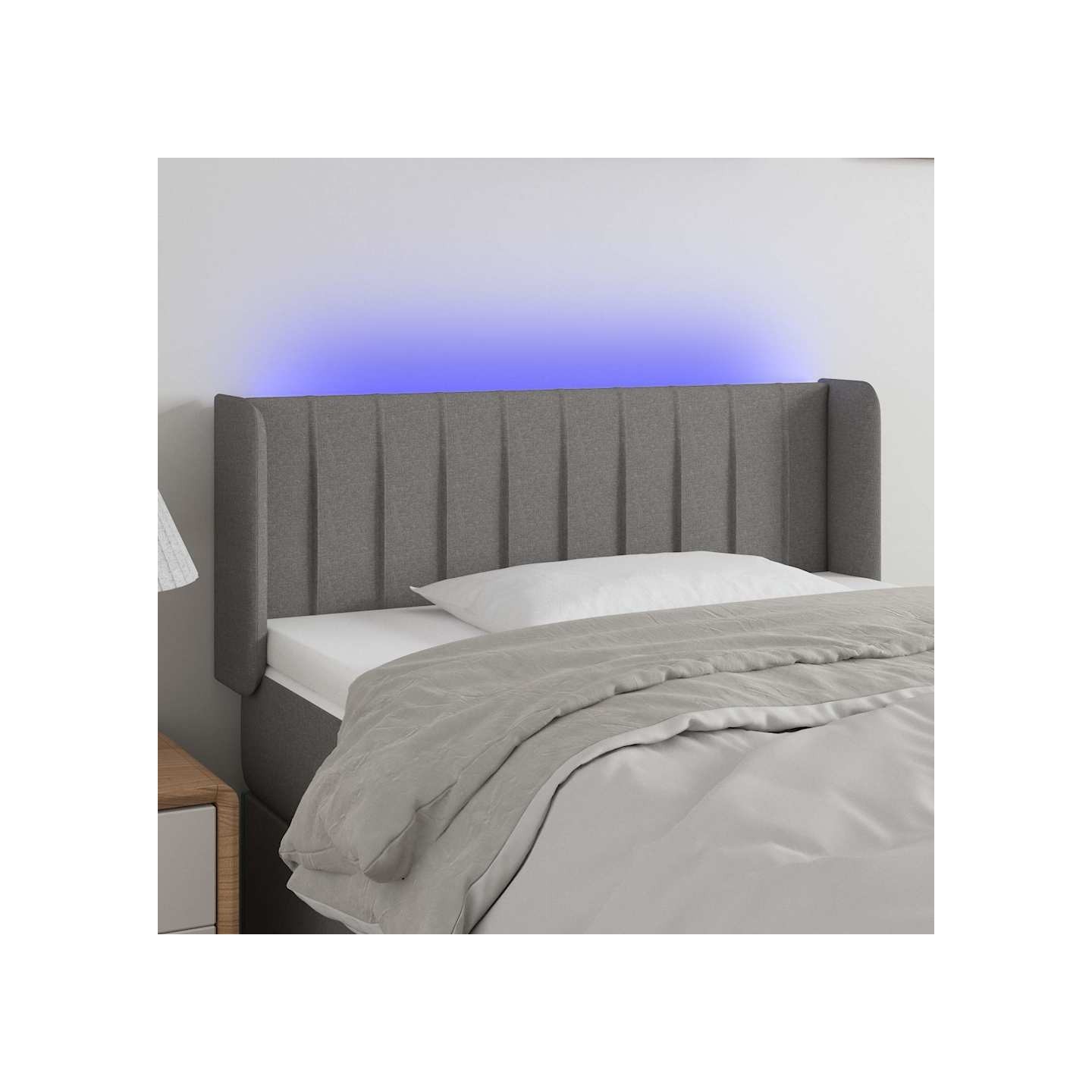 Tête de lit à LED Gris foncé 93x16x78/88 cm Tissu