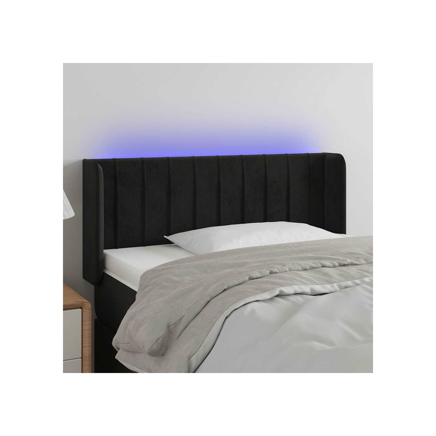 Tête de lit à LED Noir 83x16x78/88 cm Velours