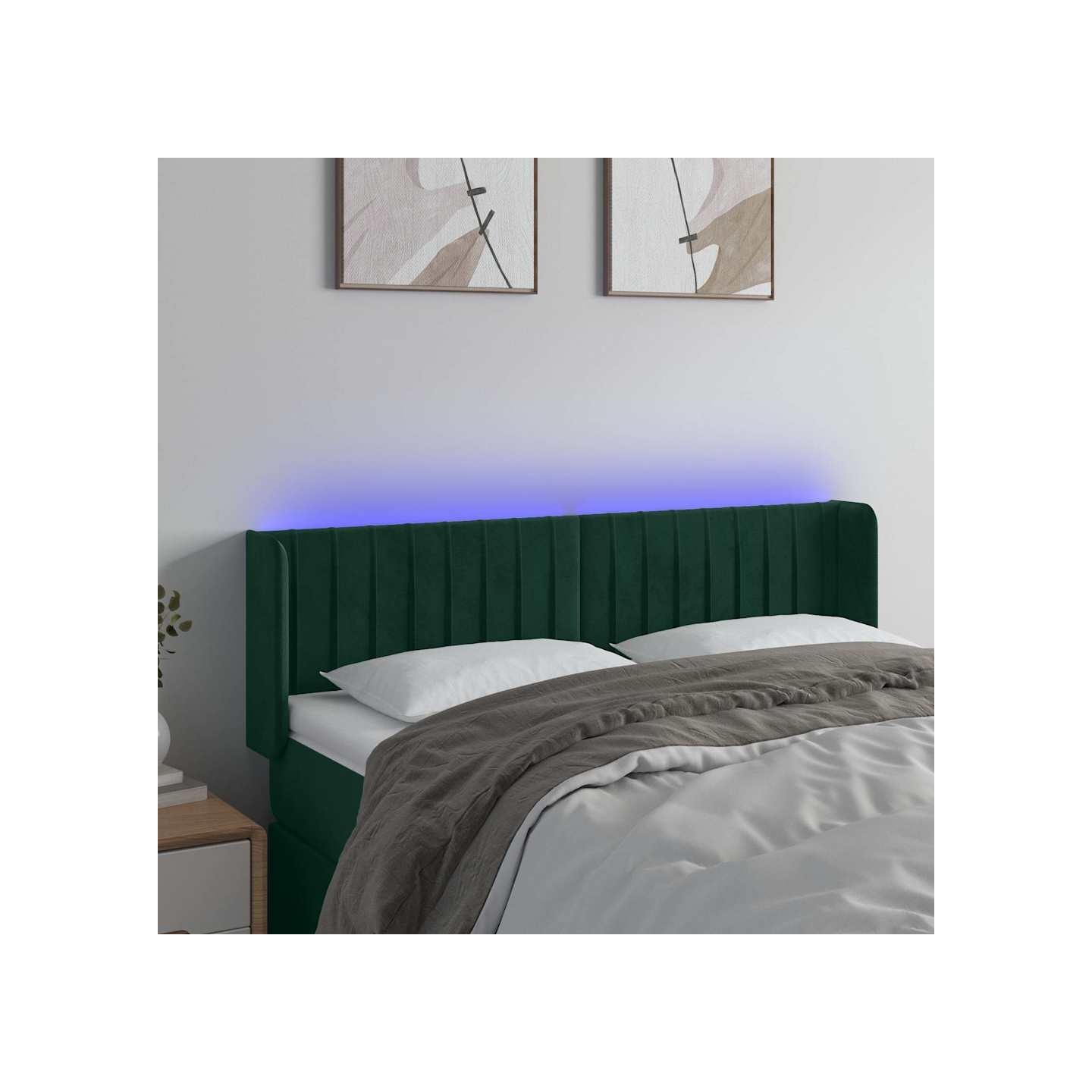 Tête de lit à LED Vert foncé 147x16x78/88 cm Velours