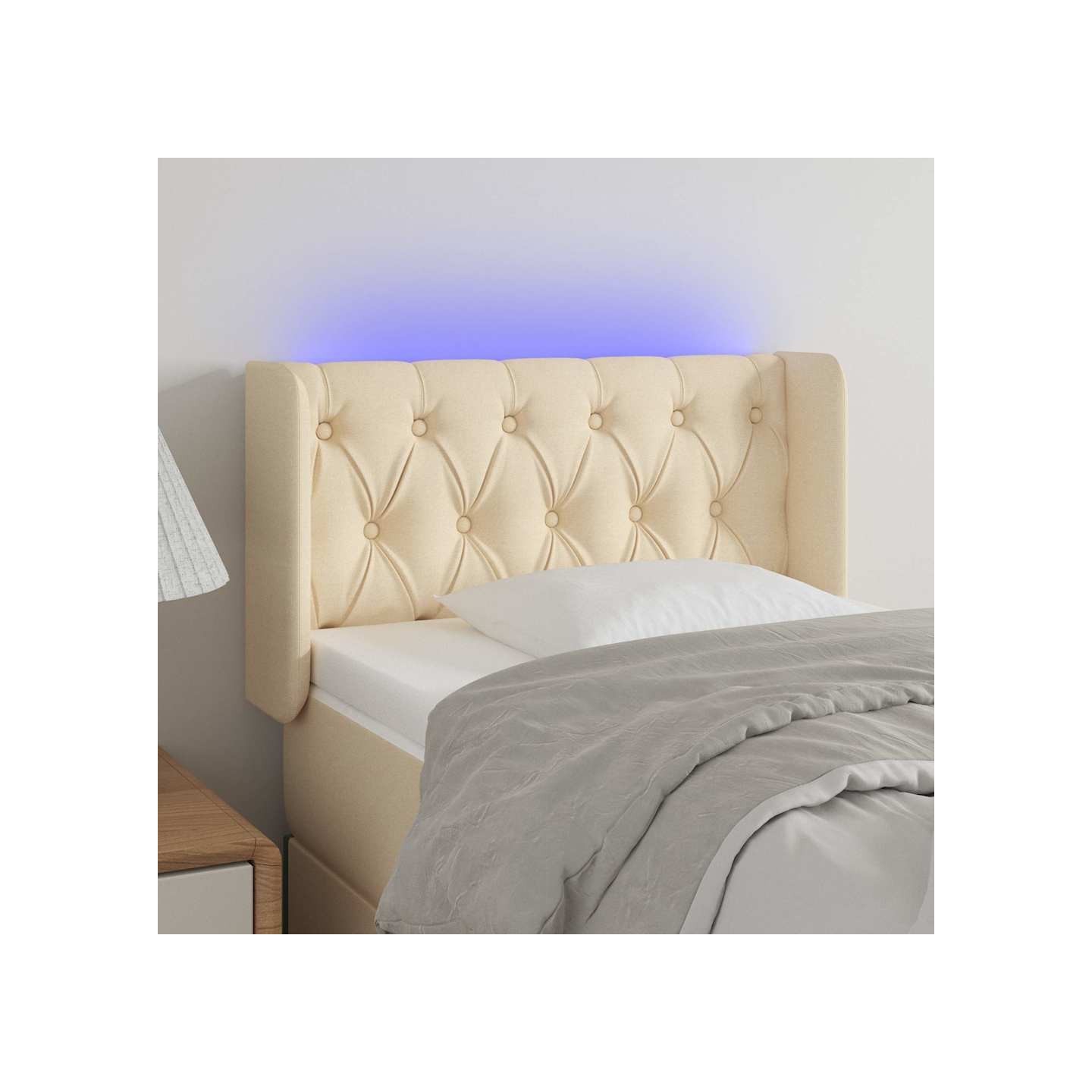Tête de lit à LED Crème 83x16x78/88 cm Tissu