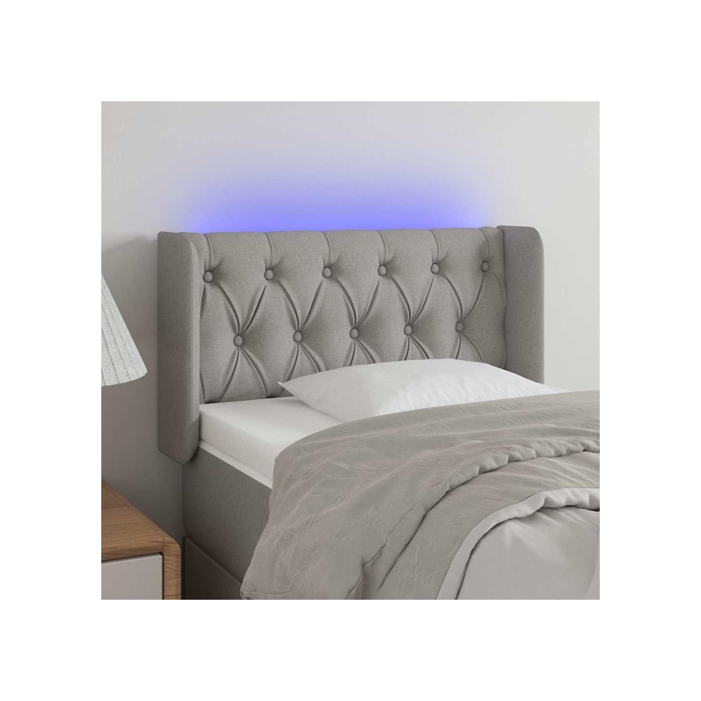 Tête de lit à LED Gris clair 83x16x78/88 cm Tissu