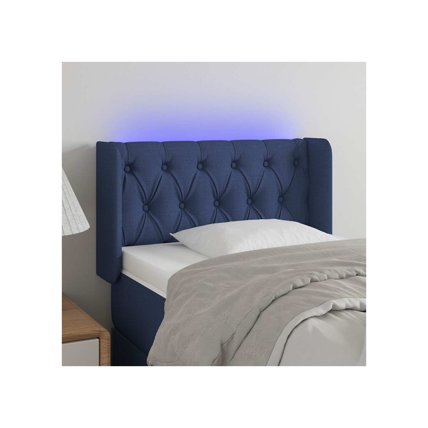 Tête de lit à LED Bleu 83x16x78/88 cm Tissu