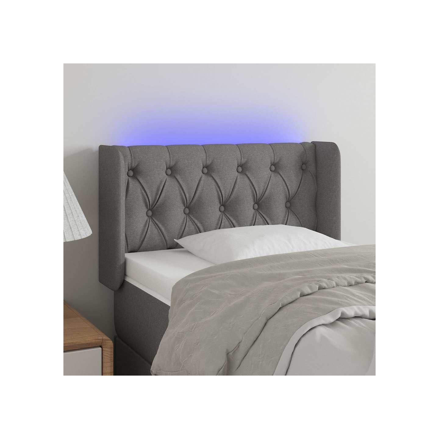 Tête de lit à LED Gris foncé 83x16x78/88 cm Tissu