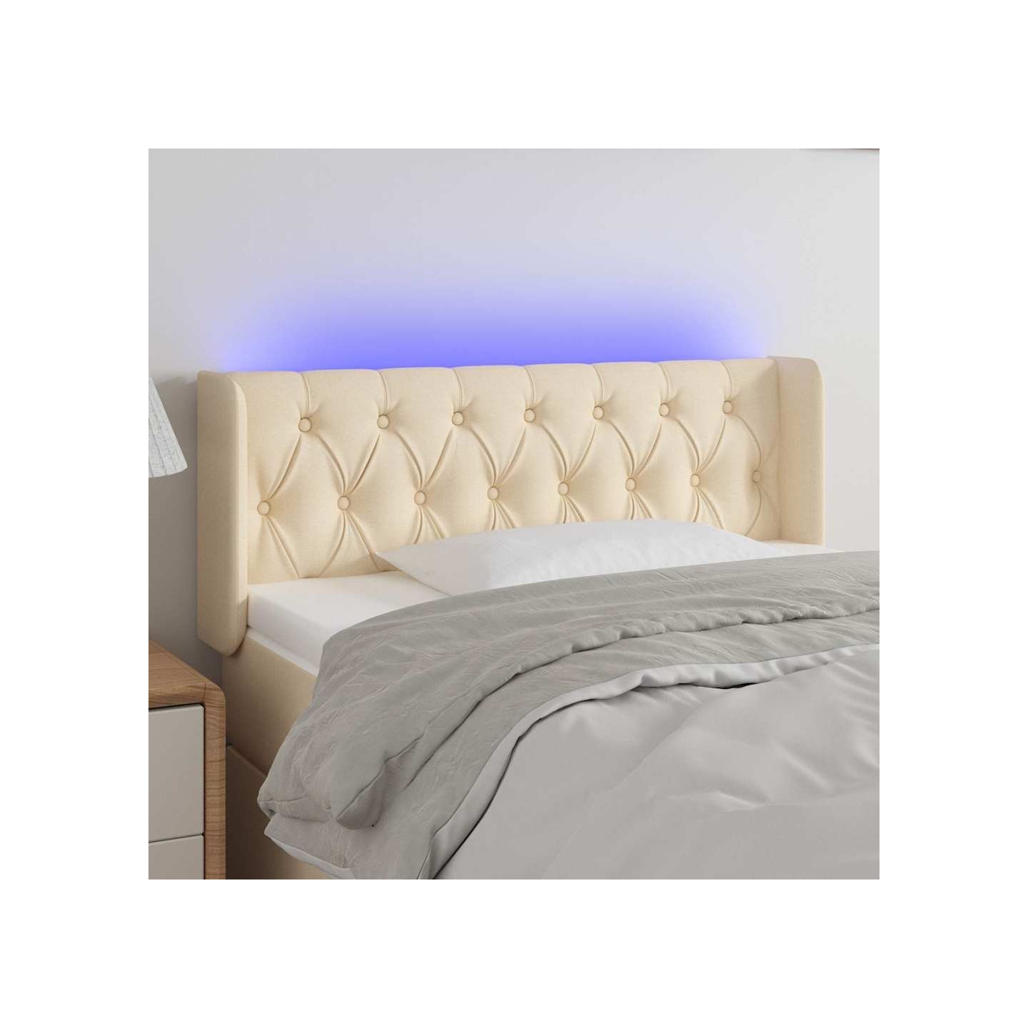 Tête de lit à LED Crème 93x16x78/88 cm Tissu
